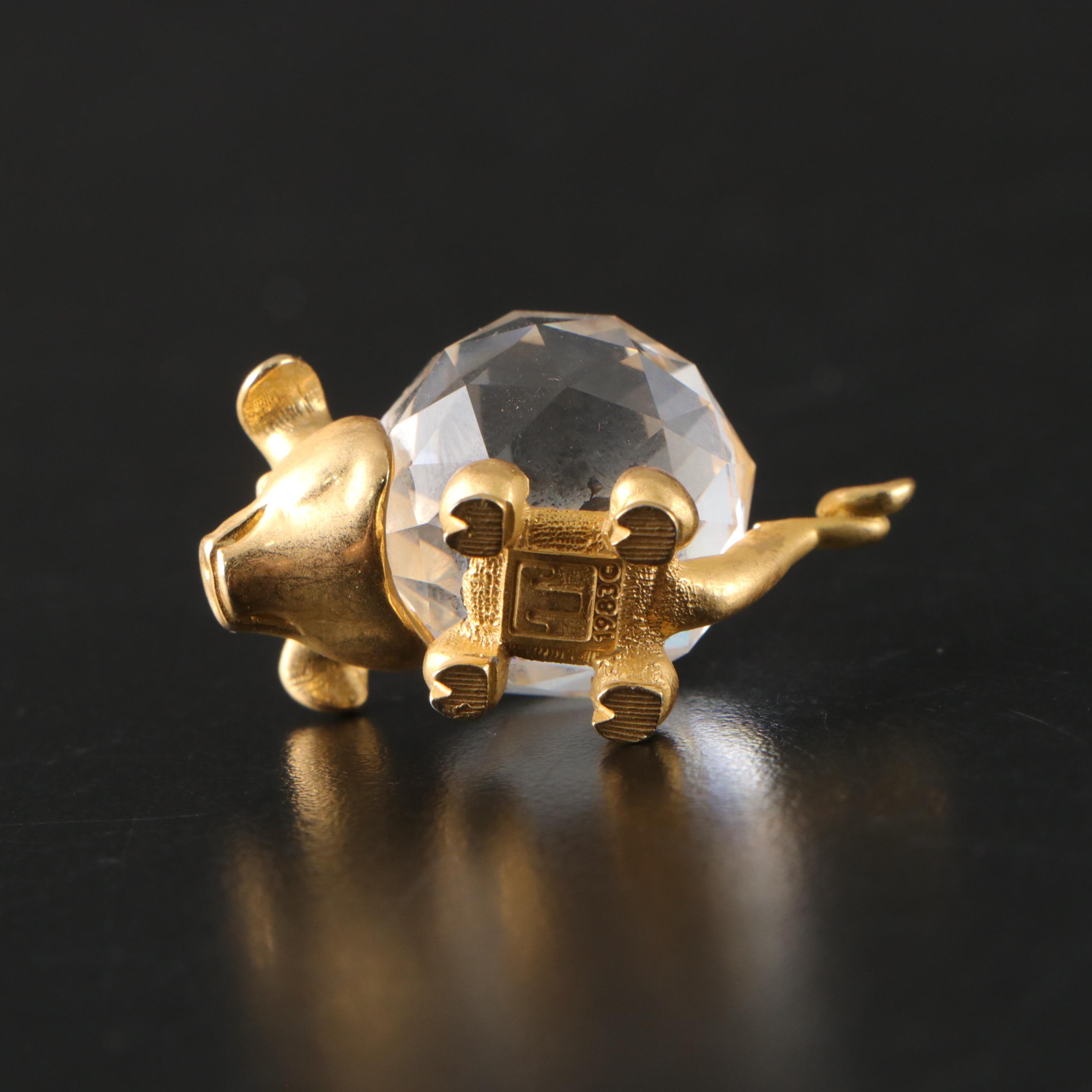 Swarovksi Crystal Pigs with Other Pig Figurines & Monet Enameled Decorative Box