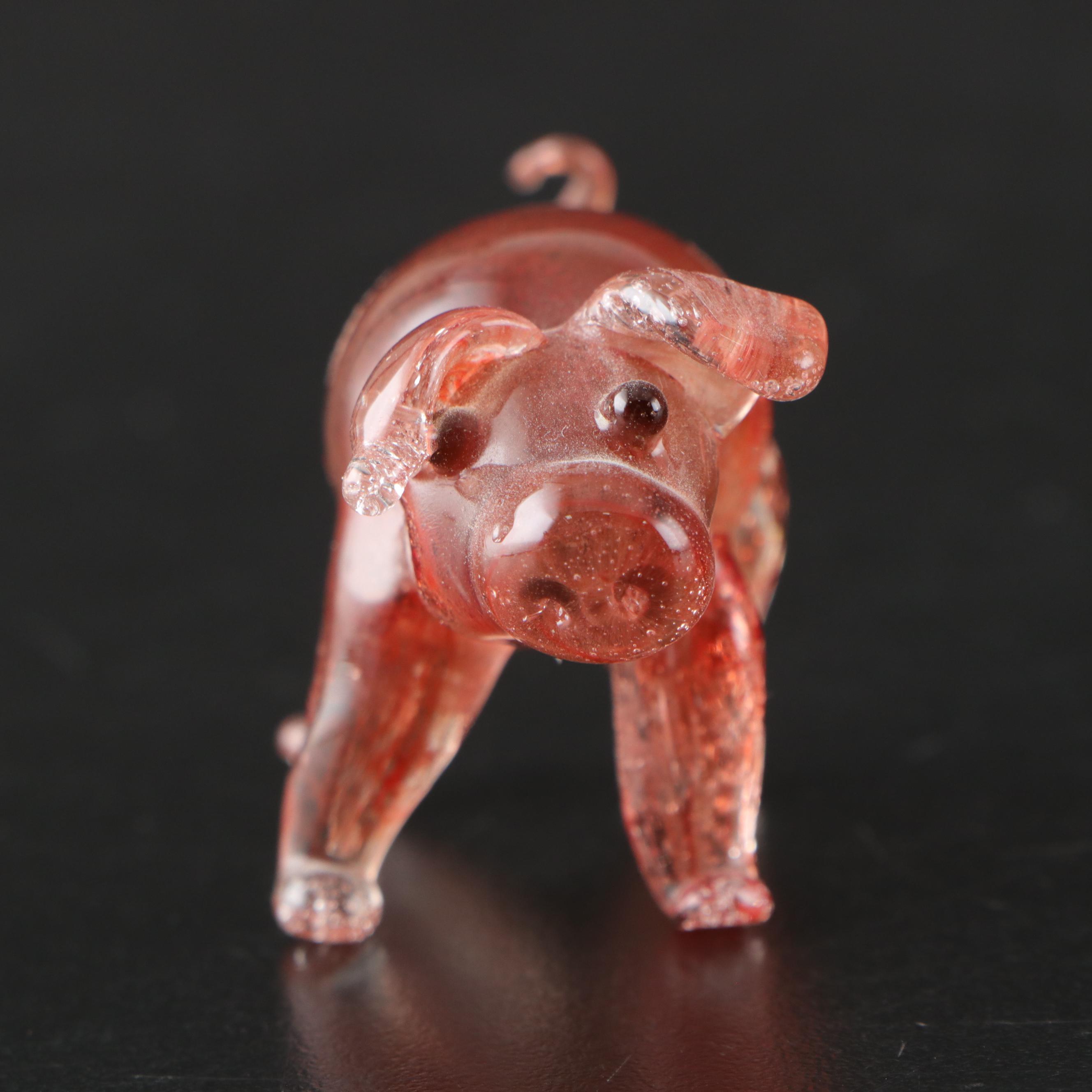 Swarovksi Crystal Pigs with Other Pig Figurines & Monet Enameled Decorative Box