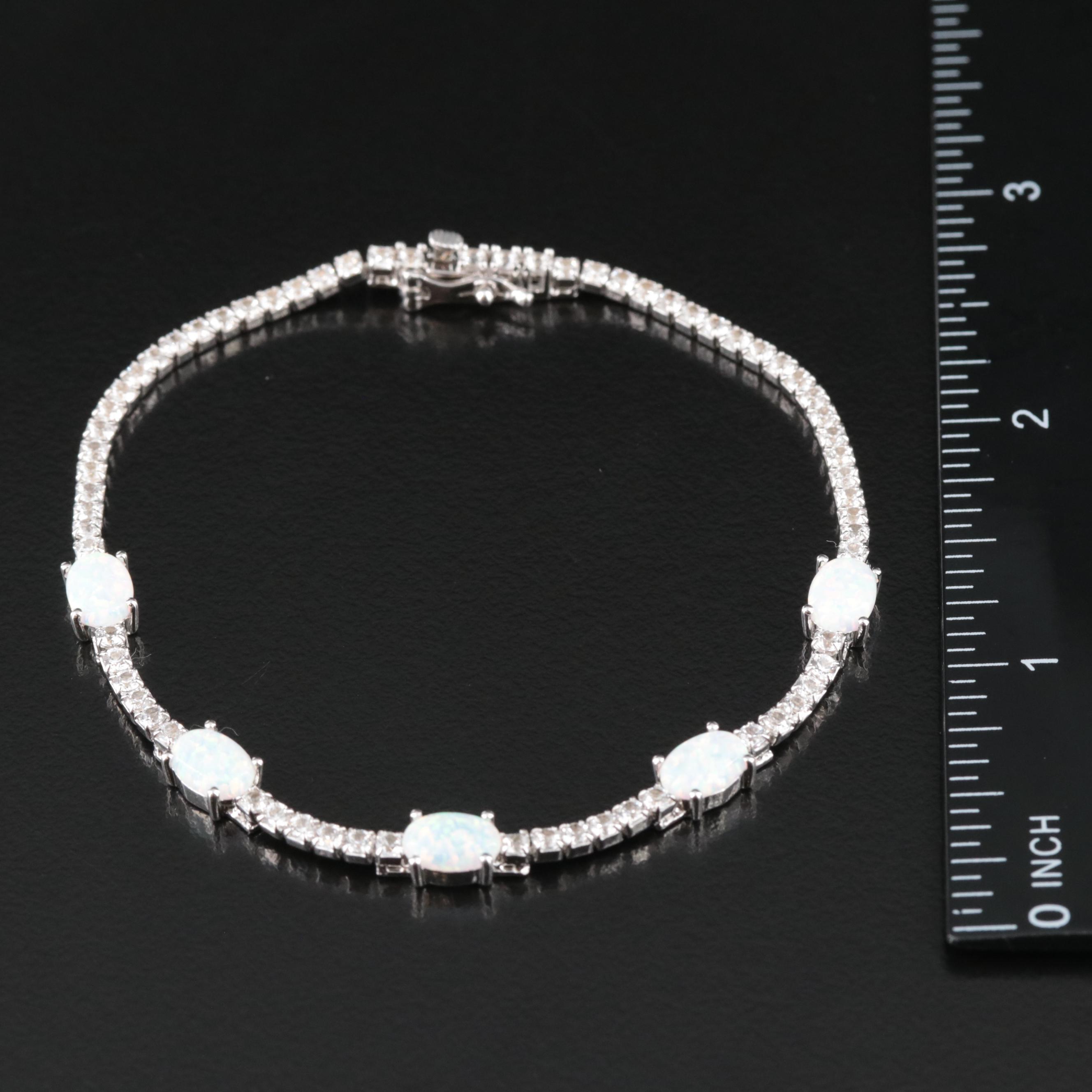 Sterling Opal and White Sapphire Bracelet