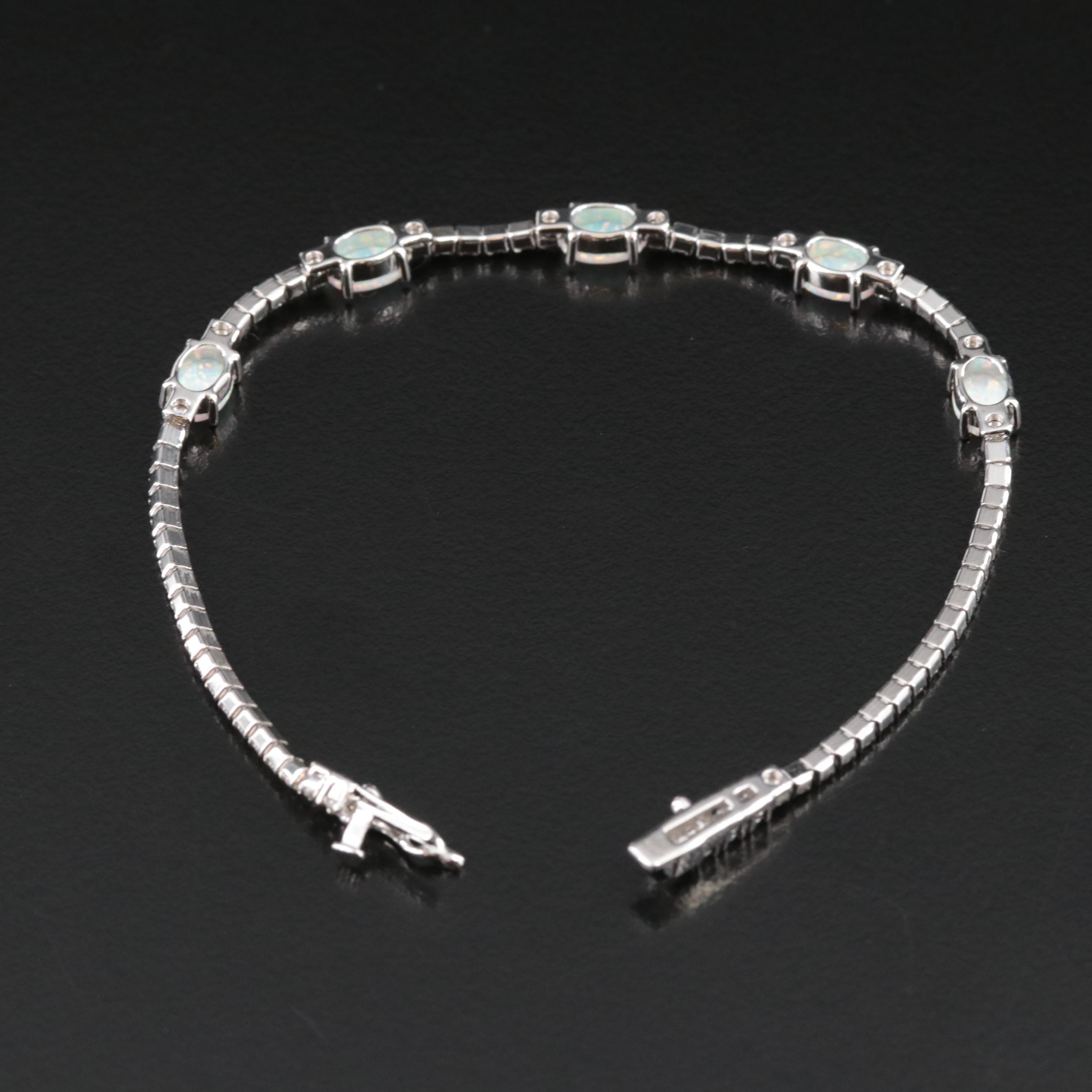 Sterling Opal and White Sapphire Bracelet