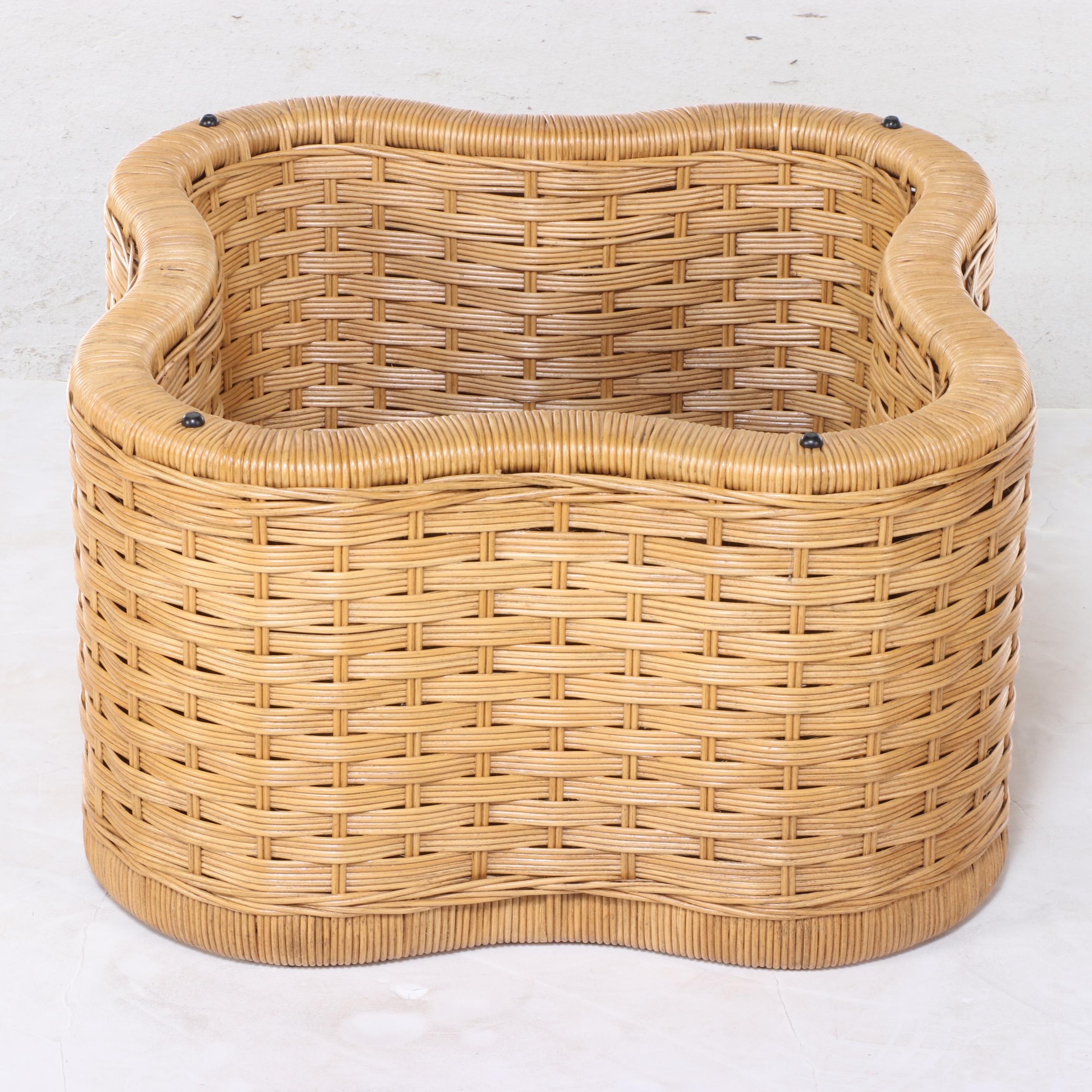 Ficks Reed Wicker, Rattan, and Glass Top Coffee Table