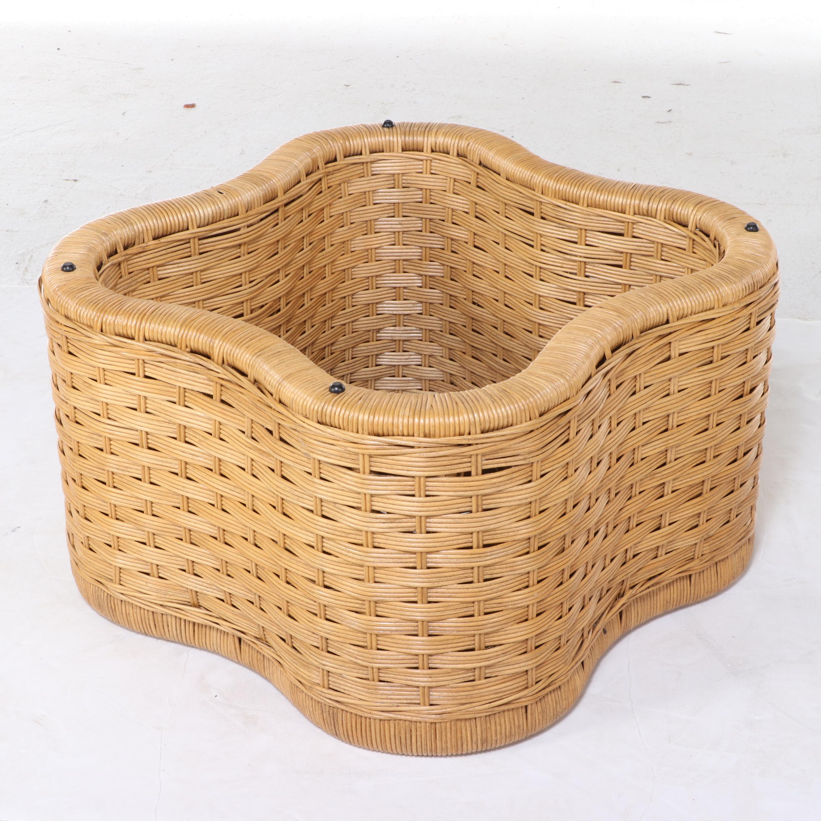 Ficks Reed Wicker, Rattan, and Glass Top Coffee Table