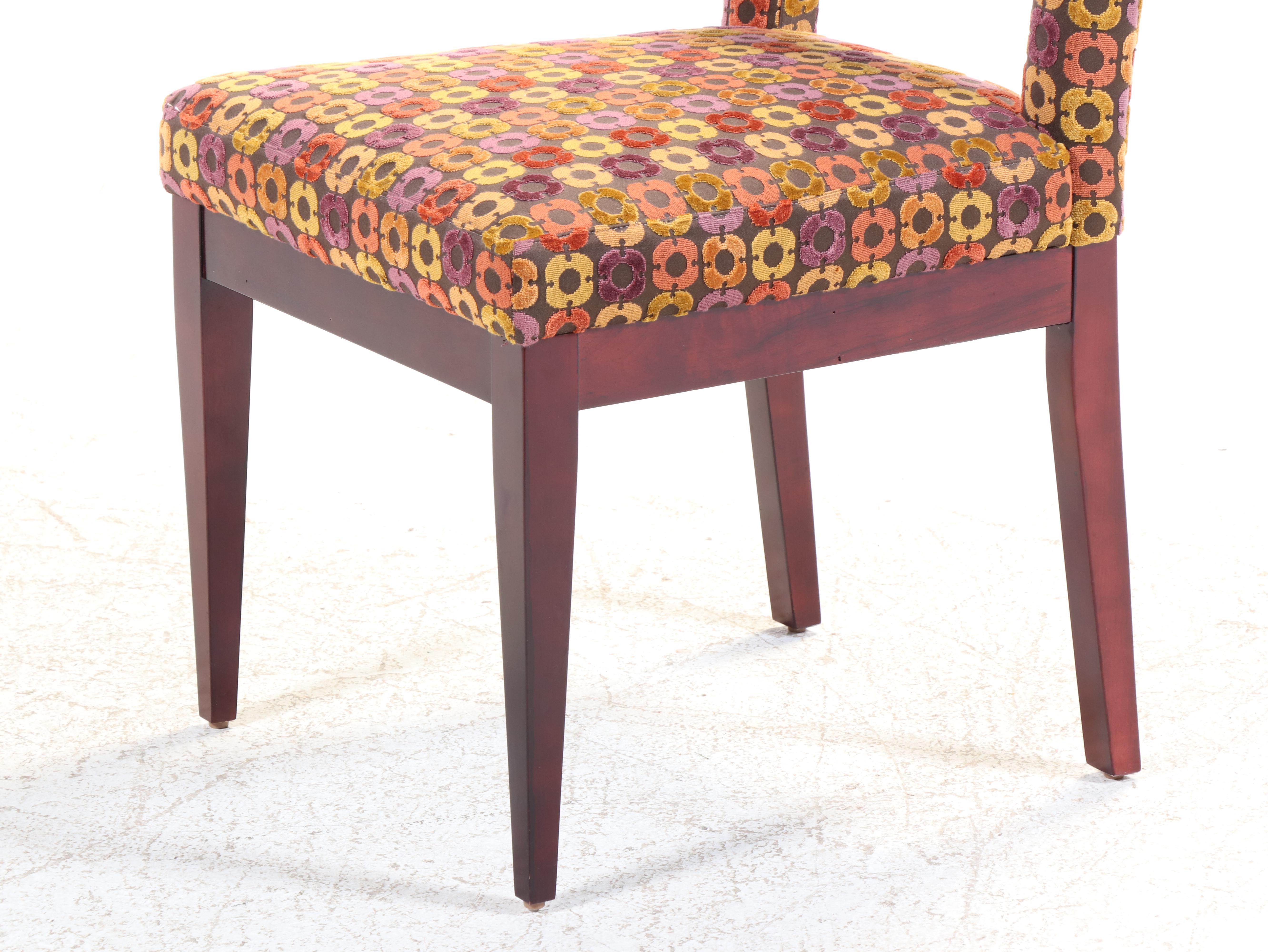 Four Custom-Upholstered Hardwood Dining Chairs, Incl. Westwood Interiors & Swaim