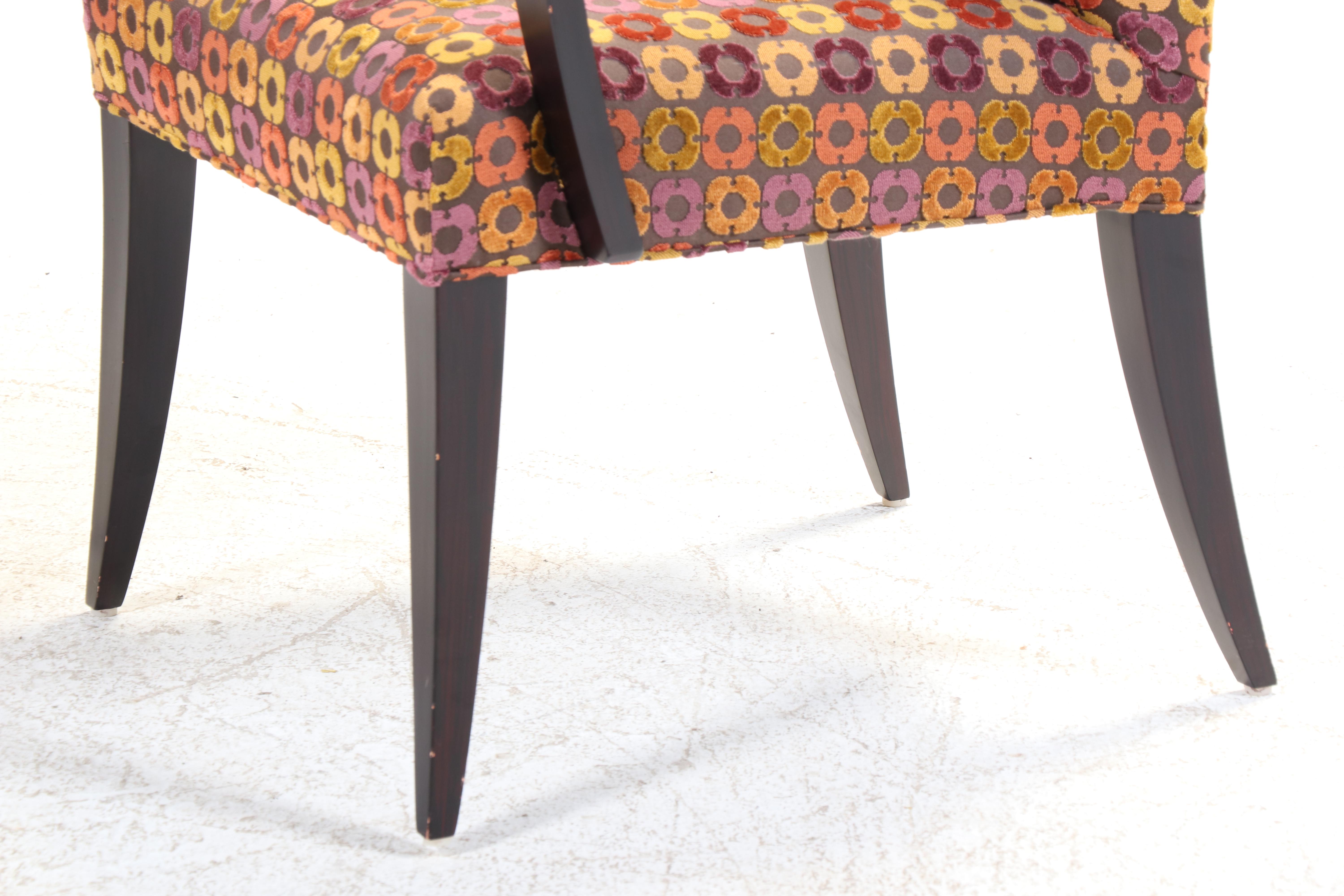 Four Custom-Upholstered Hardwood Dining Chairs, Incl. Westwood Interiors & Swaim