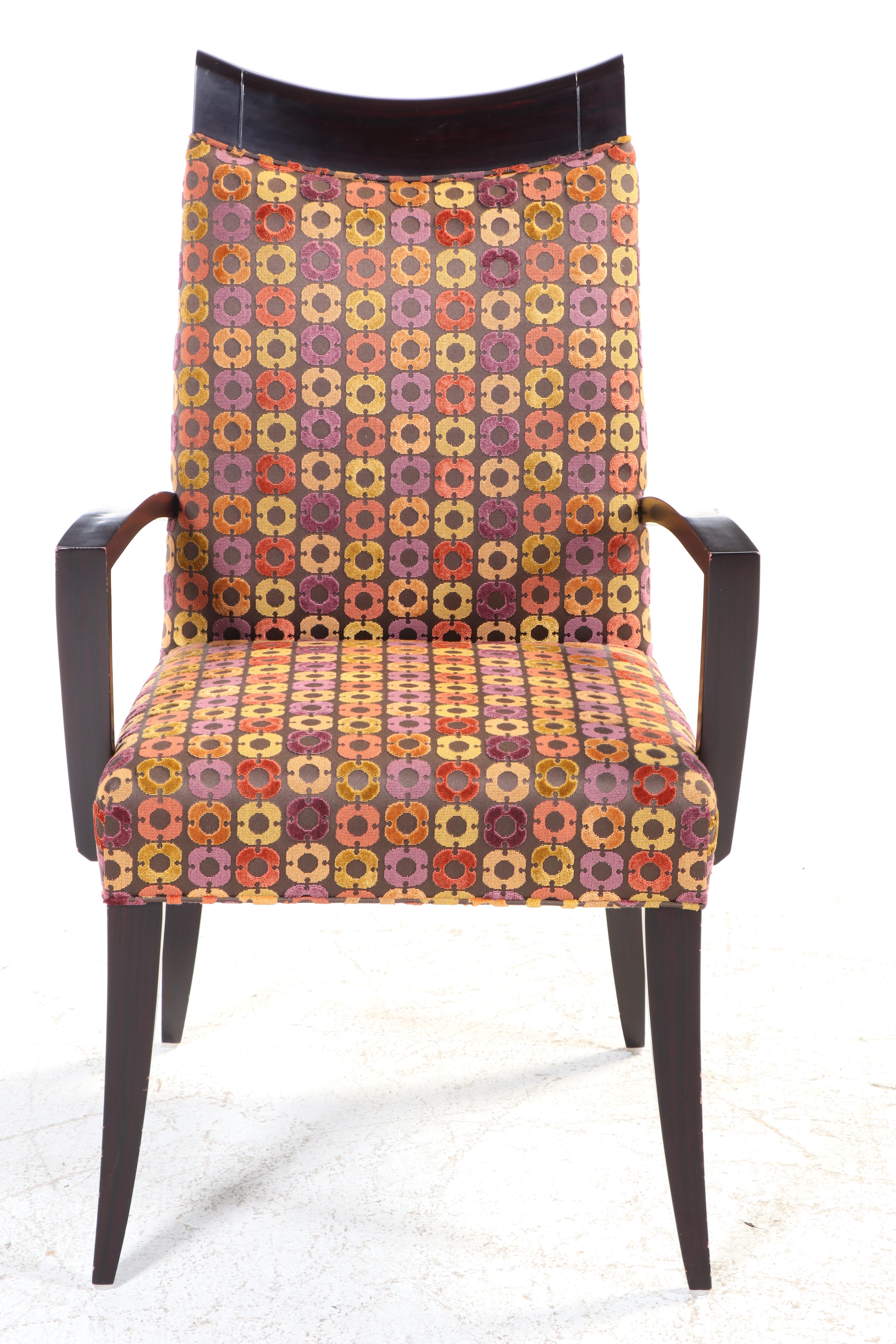 Four Custom-Upholstered Hardwood Dining Chairs, Incl. Westwood Interiors & Swaim