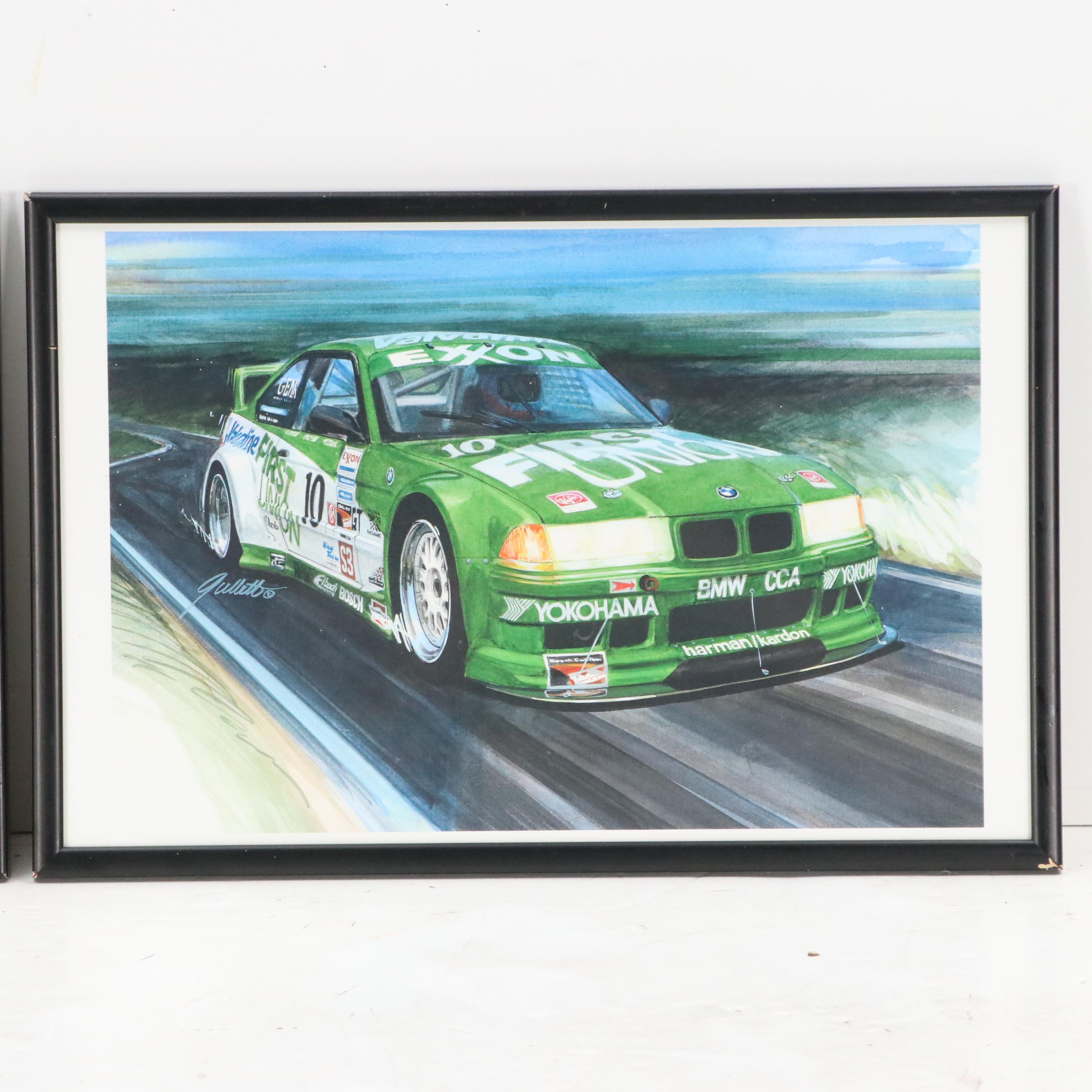 Ed Gullet Digital Prints of Ferrari GTP and BMW GT Race Cars