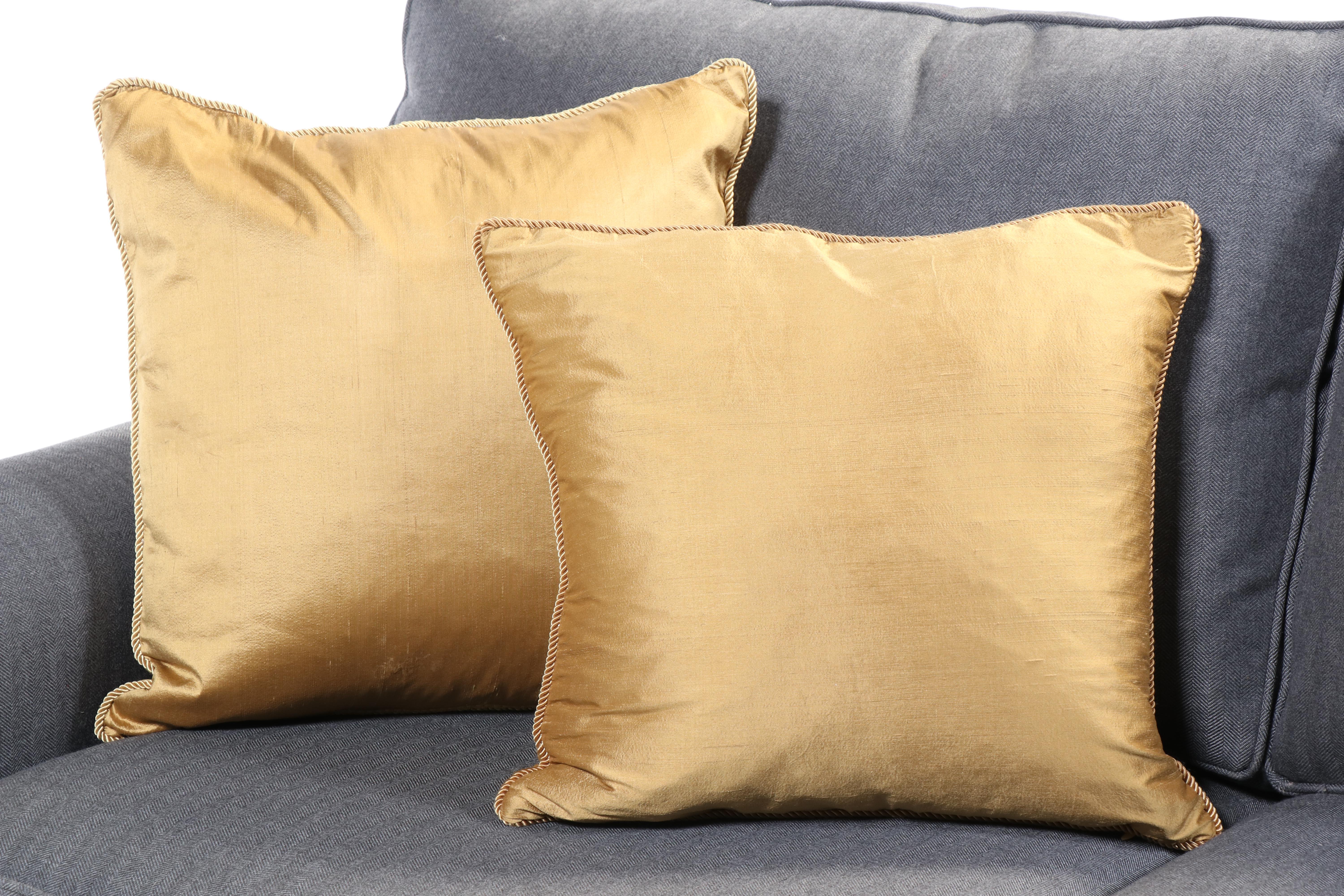 Pottery Barn Gray Fabric Upholstered Sofa with Assorted Throw Pillows