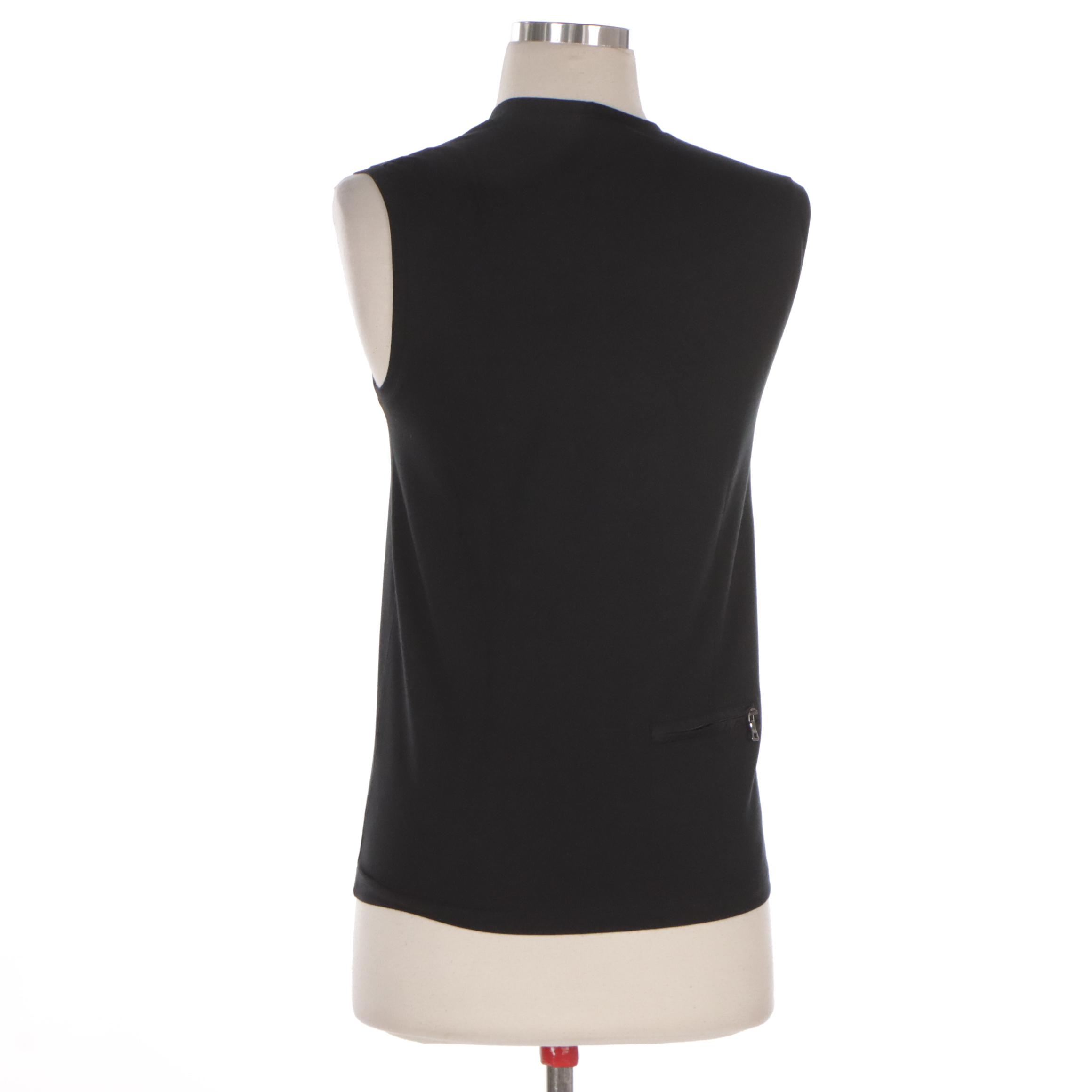 Prada Tank Top with Back Zippered Pocket Accent in Black Cotton and Elastic