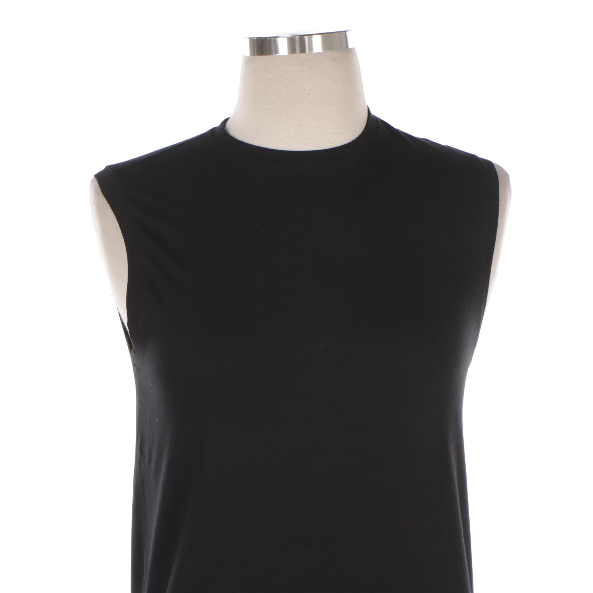 Prada Tank Top with Back Zippered Pocket Accent in Black Cotton and Elastic