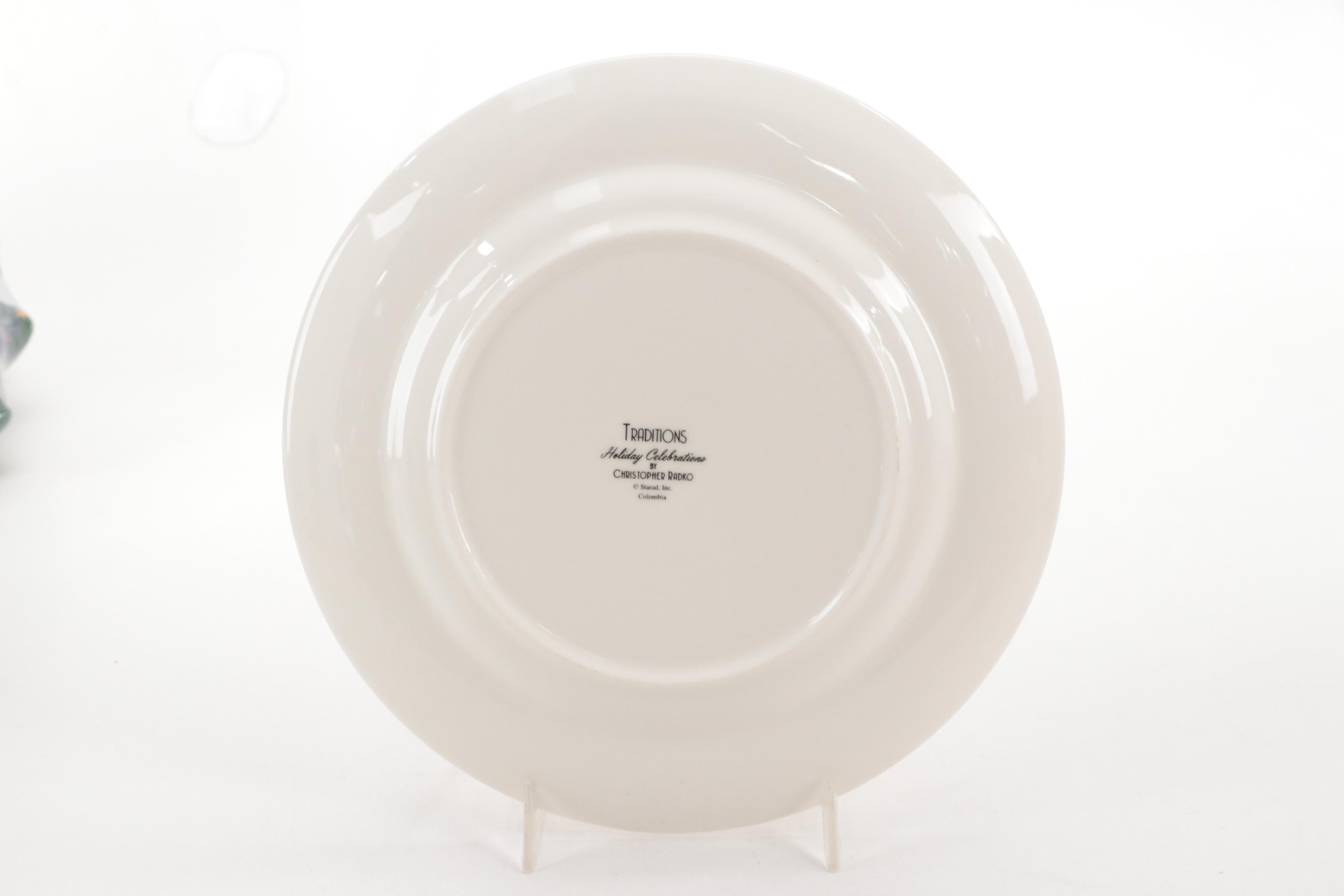 Christopher Radko "Holiday Celebrations" Porcelain Cookie Jar and Tablewares