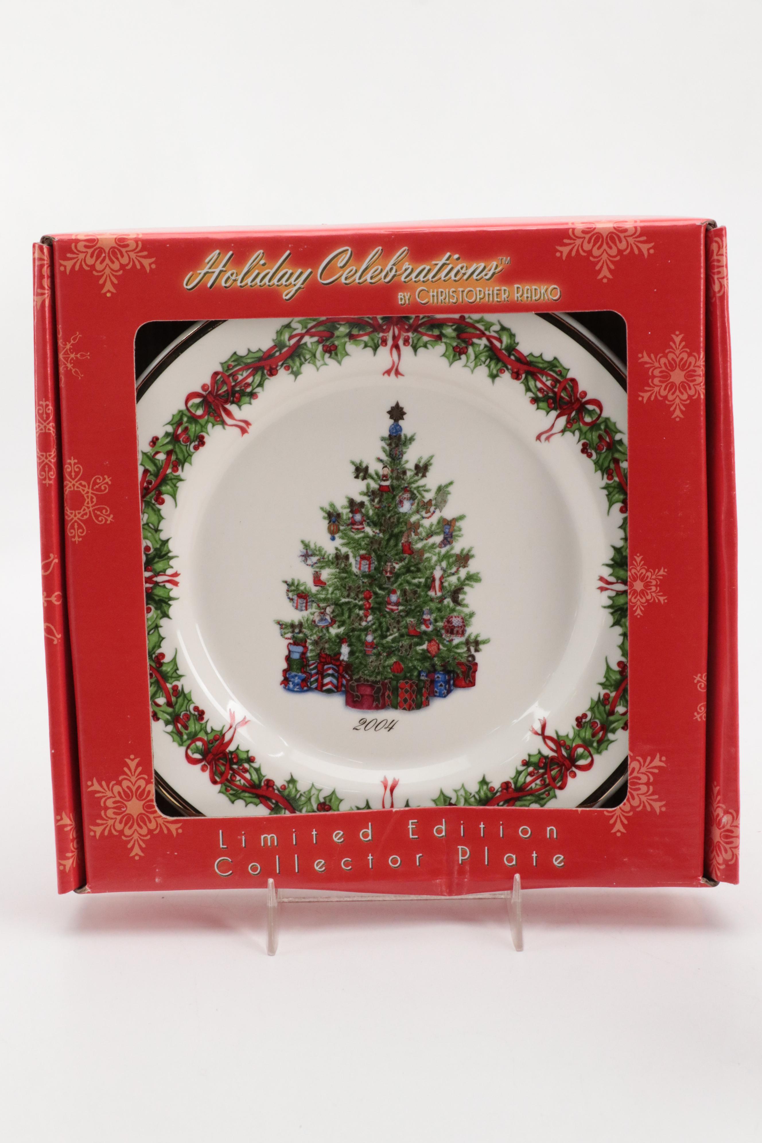 Christopher Radko "Holiday Celebrations" Porcelain Cookie Jar and Tablewares