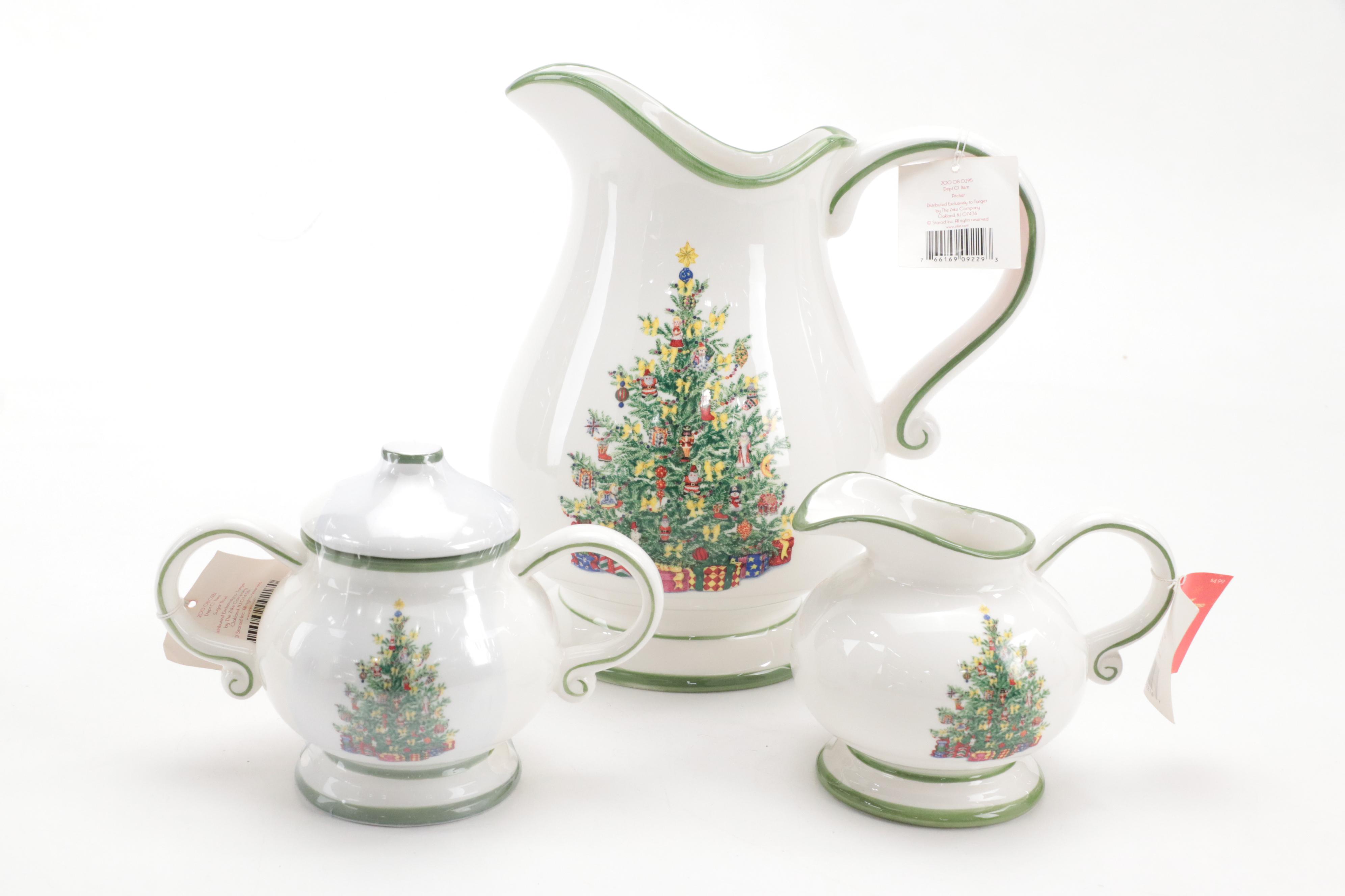 Christopher Radko "Holiday Celebrations" Porcelain Cookie Jar and Tablewares