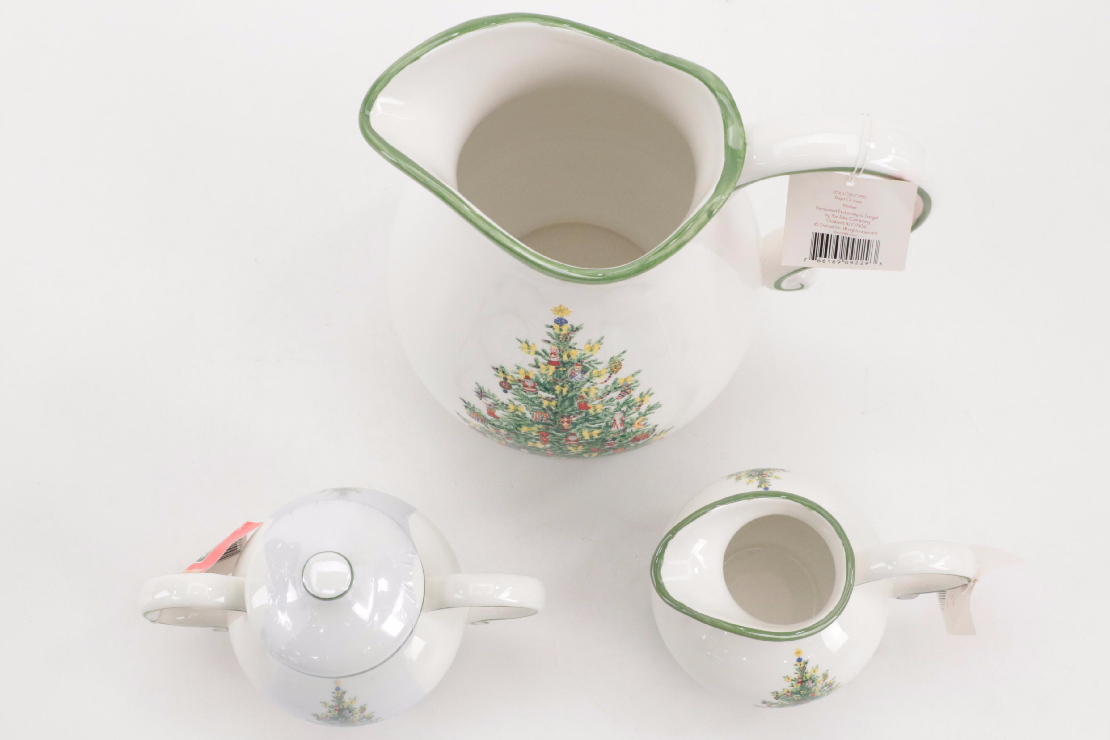 Christopher Radko "Holiday Celebrations" Porcelain Cookie Jar and Tablewares