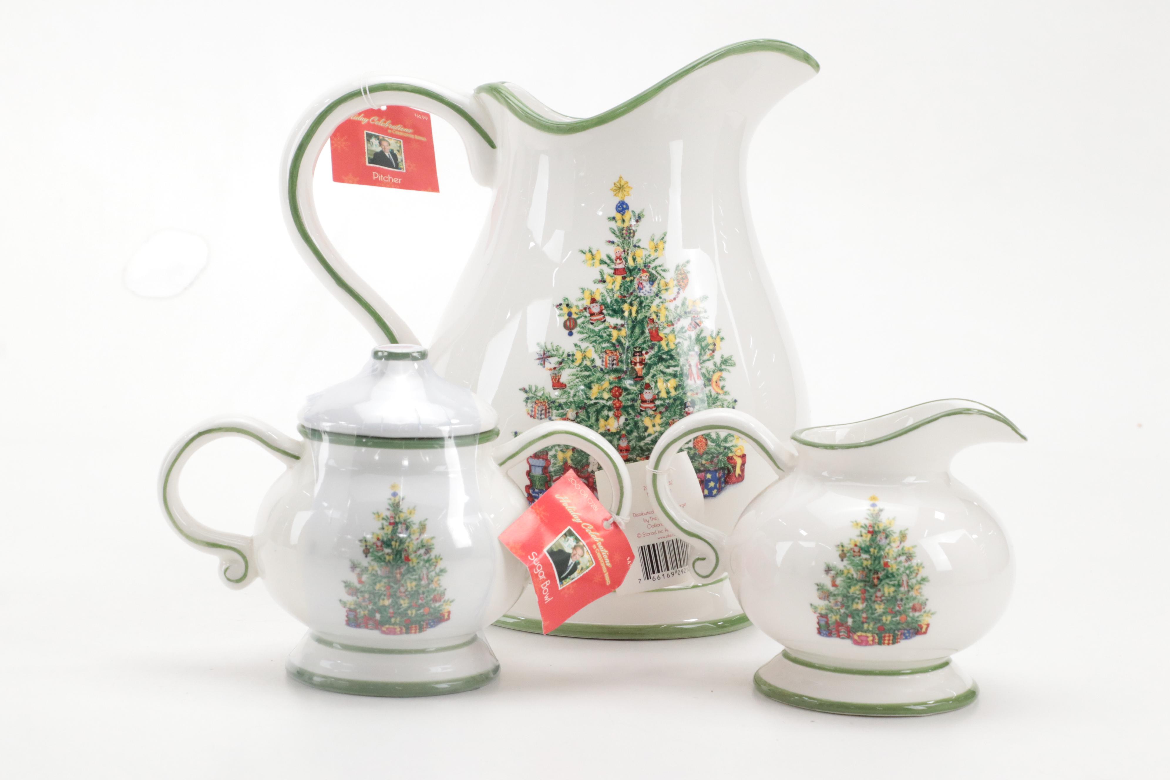 Christopher Radko "Holiday Celebrations" Porcelain Cookie Jar and Tablewares