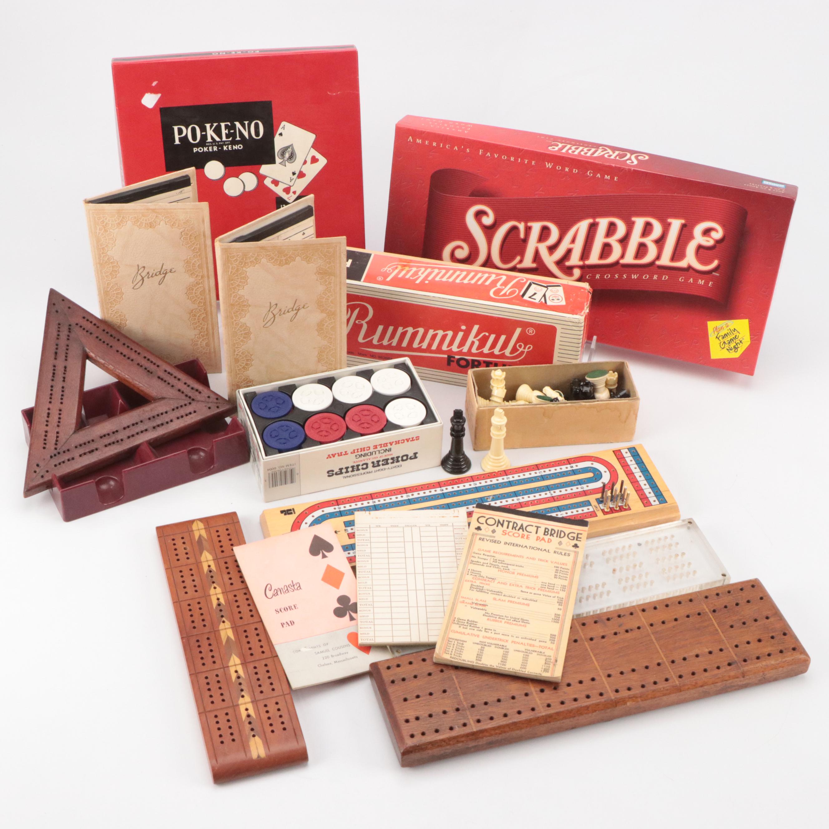 Scrabble, Rummikub and Po-Ke-No Games with Chess, Poker Pieces and More