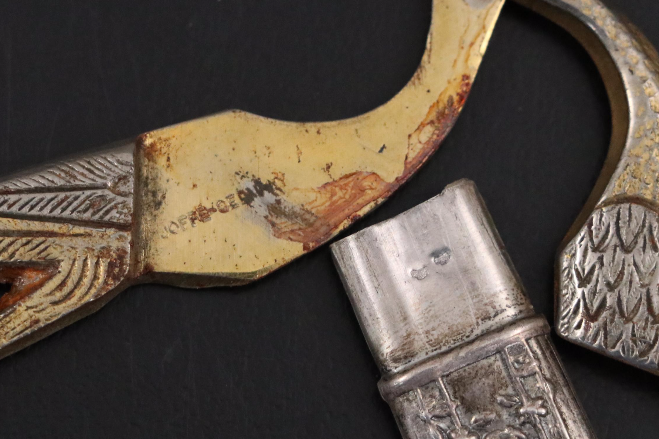 French 800 Silver and Metal Sewing Supplies in Celluloid Box with Other Scissors