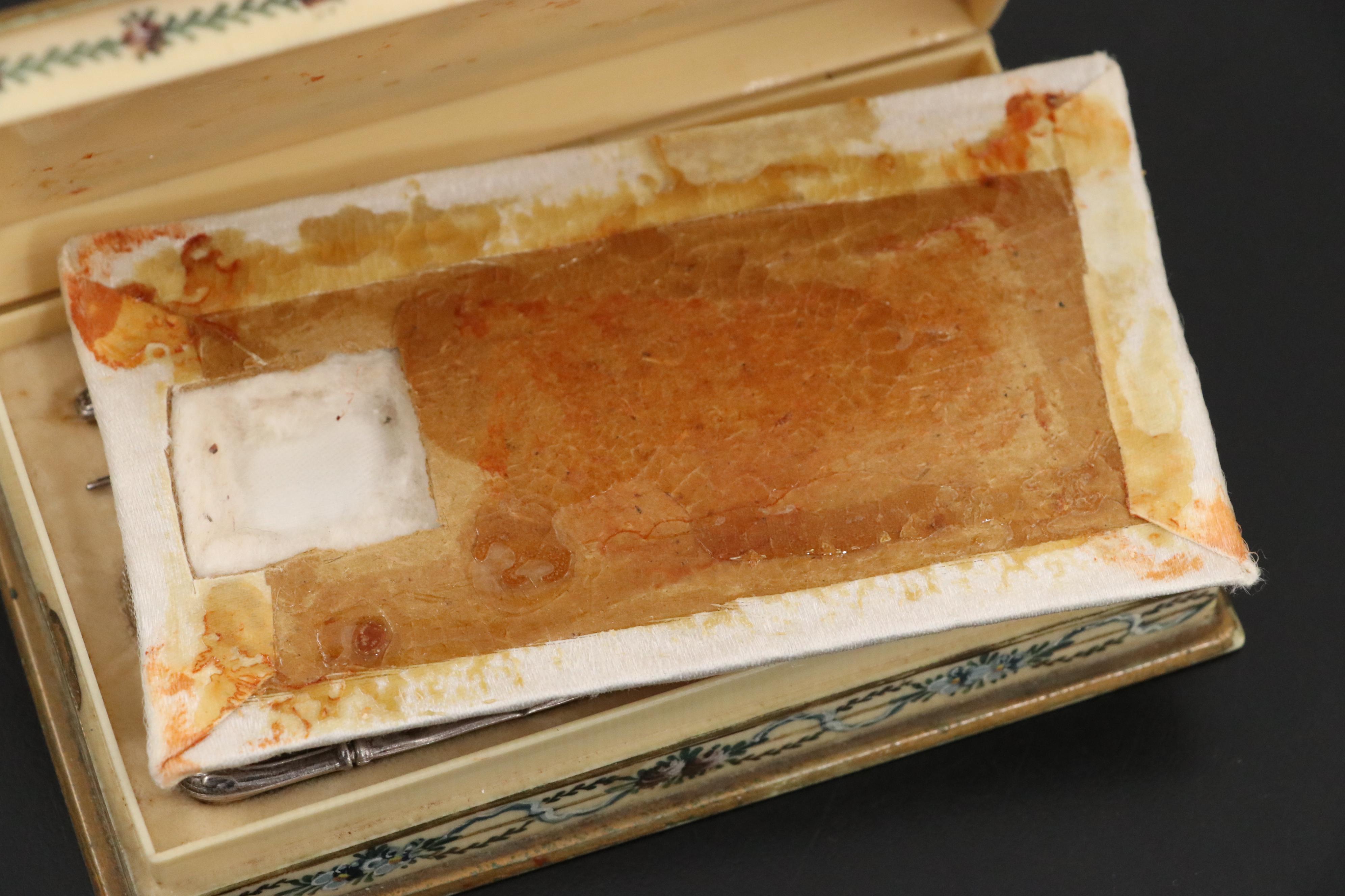 French 800 Silver and Metal Sewing Supplies in Celluloid Box with Other Scissors