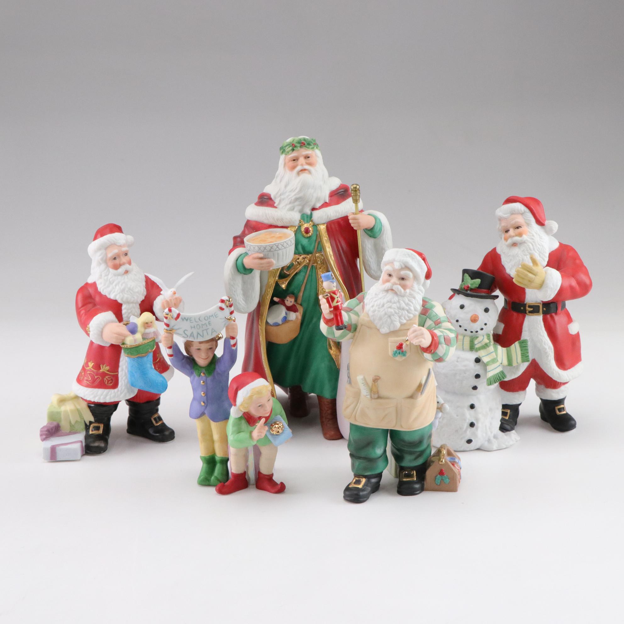 Lenox Porcelain Santa and Elf Figurines Including "Father Christmas"