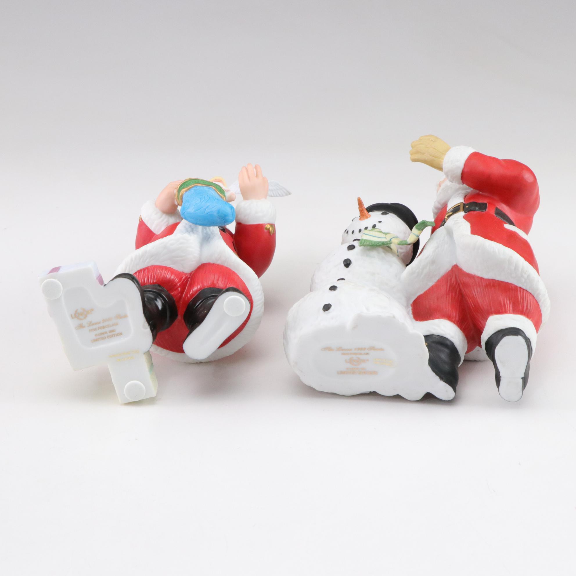 Lenox Porcelain Santa and Elf Figurines Including "Father Christmas"