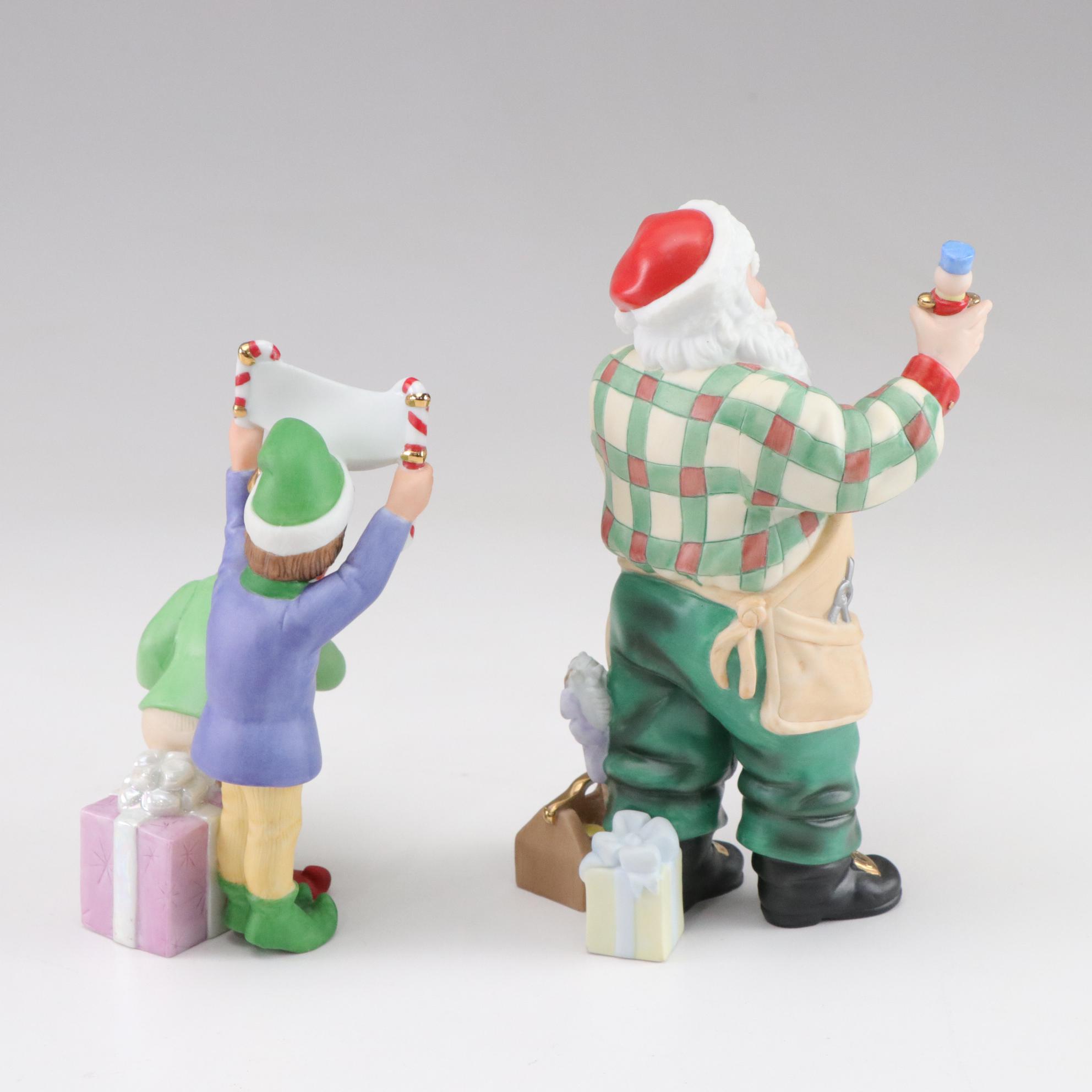 Lenox Porcelain Santa and Elf Figurines Including "Father Christmas"