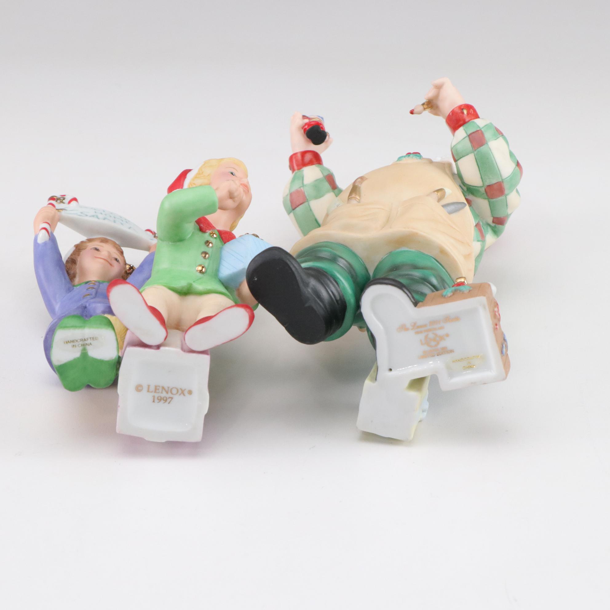Lenox Porcelain Santa and Elf Figurines Including "Father Christmas"