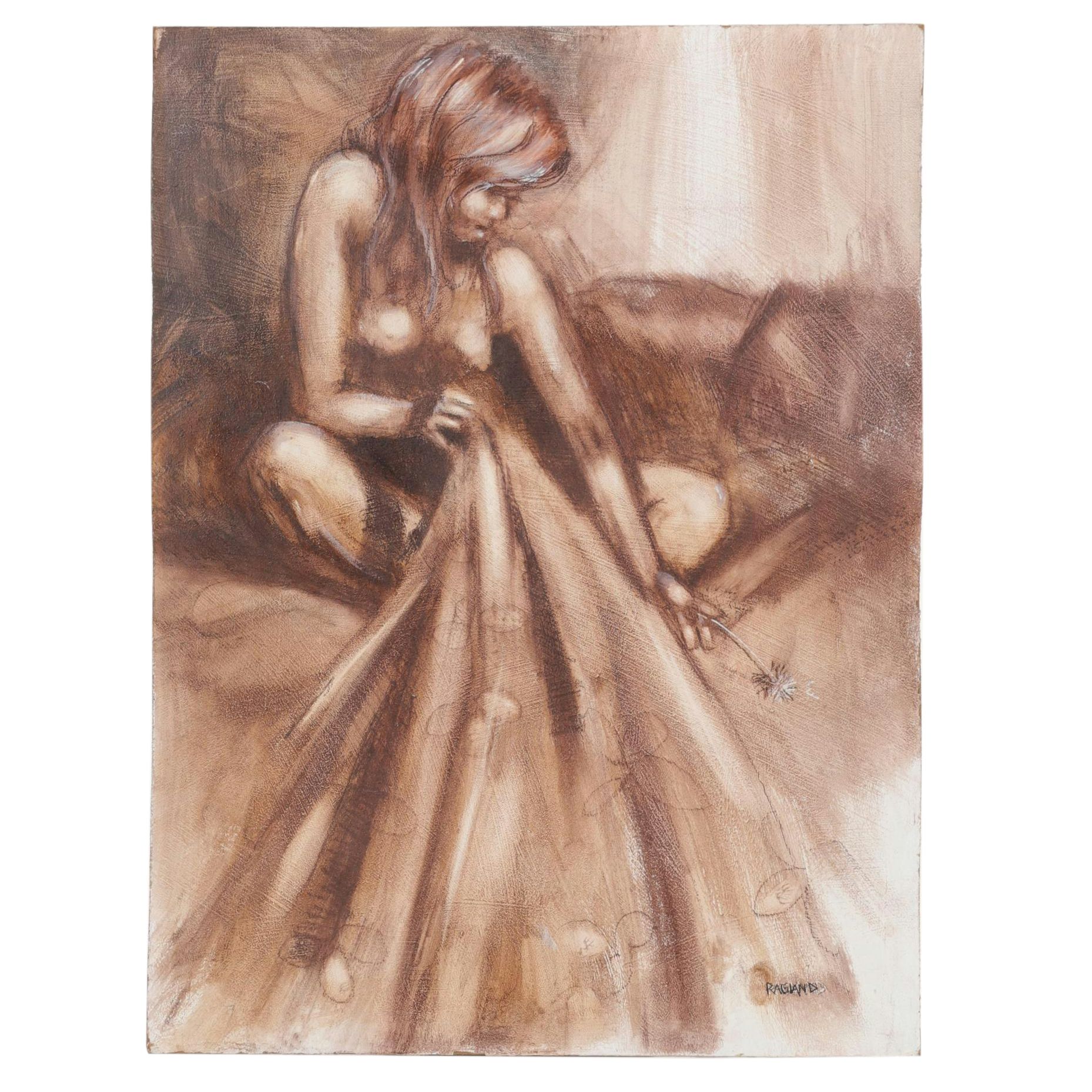 Bob Ragland Female Figure Study Oil Painting, Late 20th Century