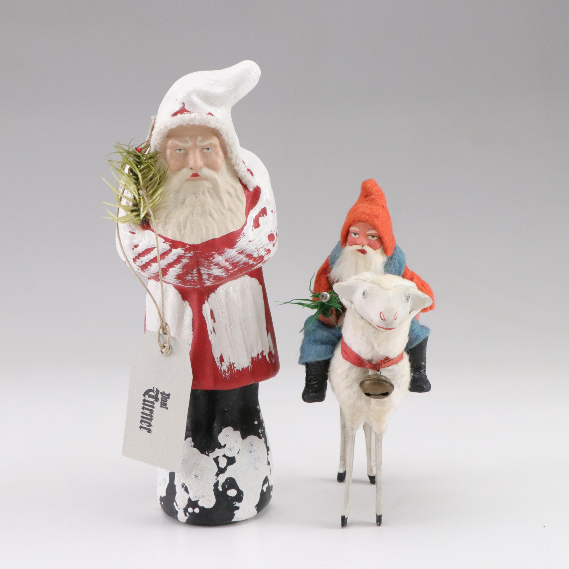 Paul Turner Ceramic and Composite Hand-Crafted Santa Figurines