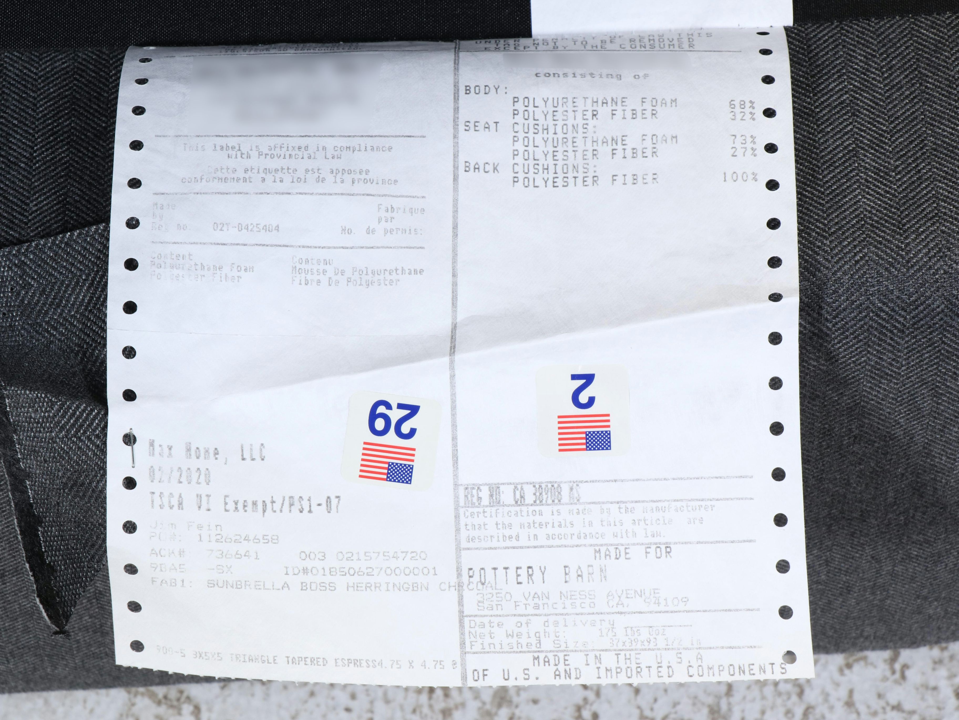 Pottery Barn Gray Fabric Upholstered Sofa with Assorted Throw Pillows