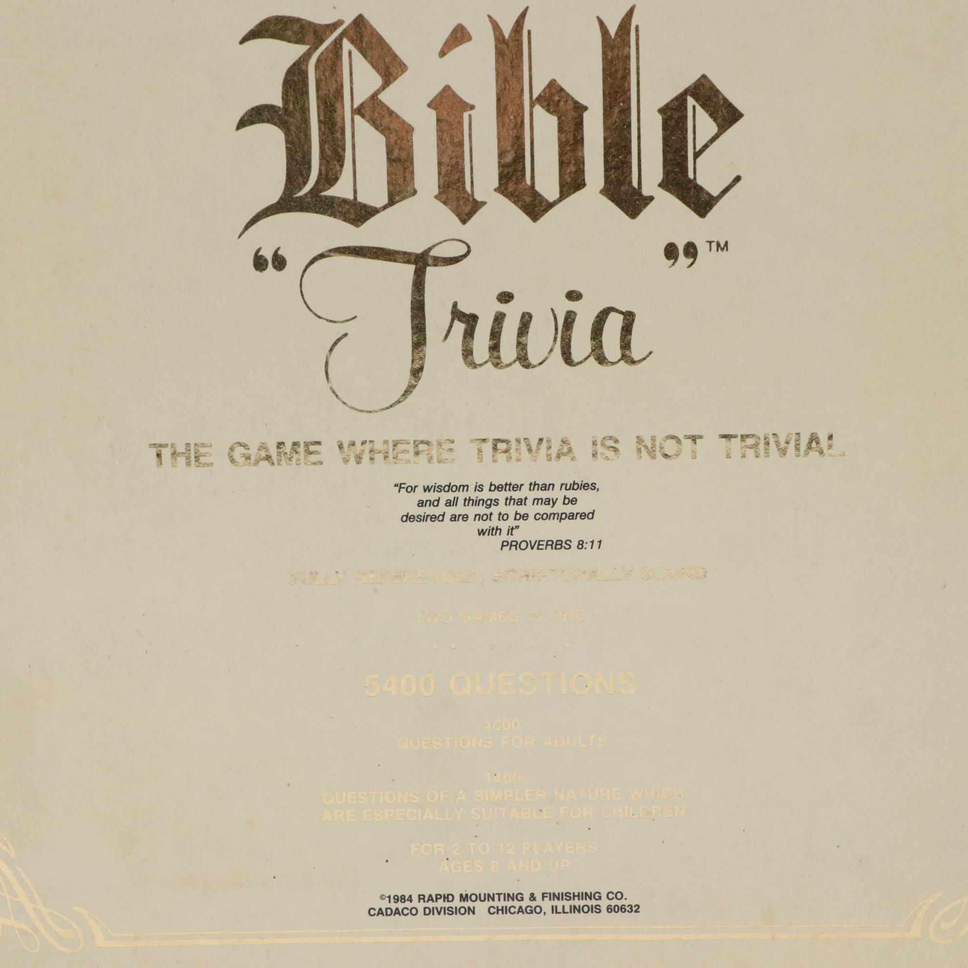 Bible "Trivia" Board Game, 1984