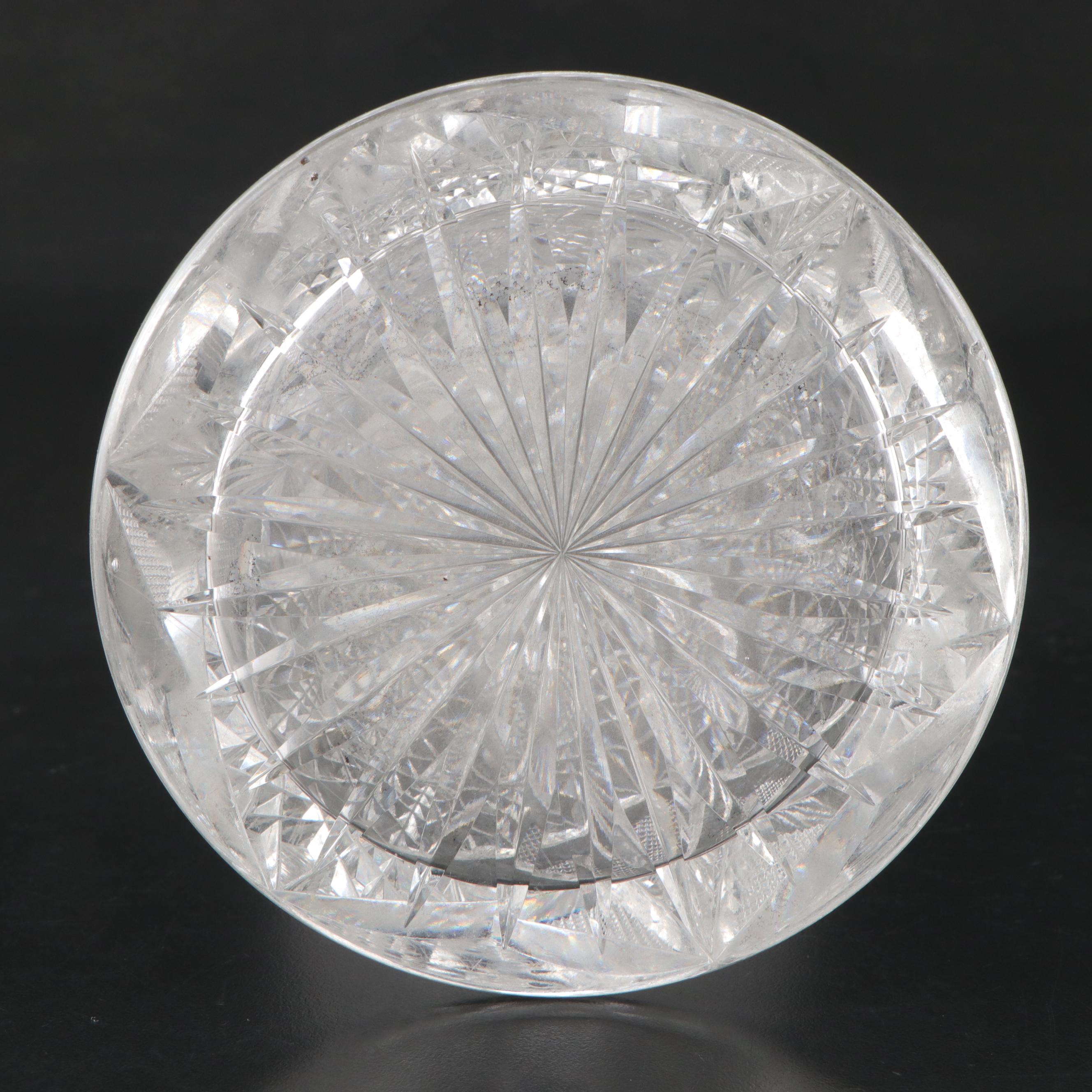 American Brilliant Style Cut Glass Corset Vases and Spooner