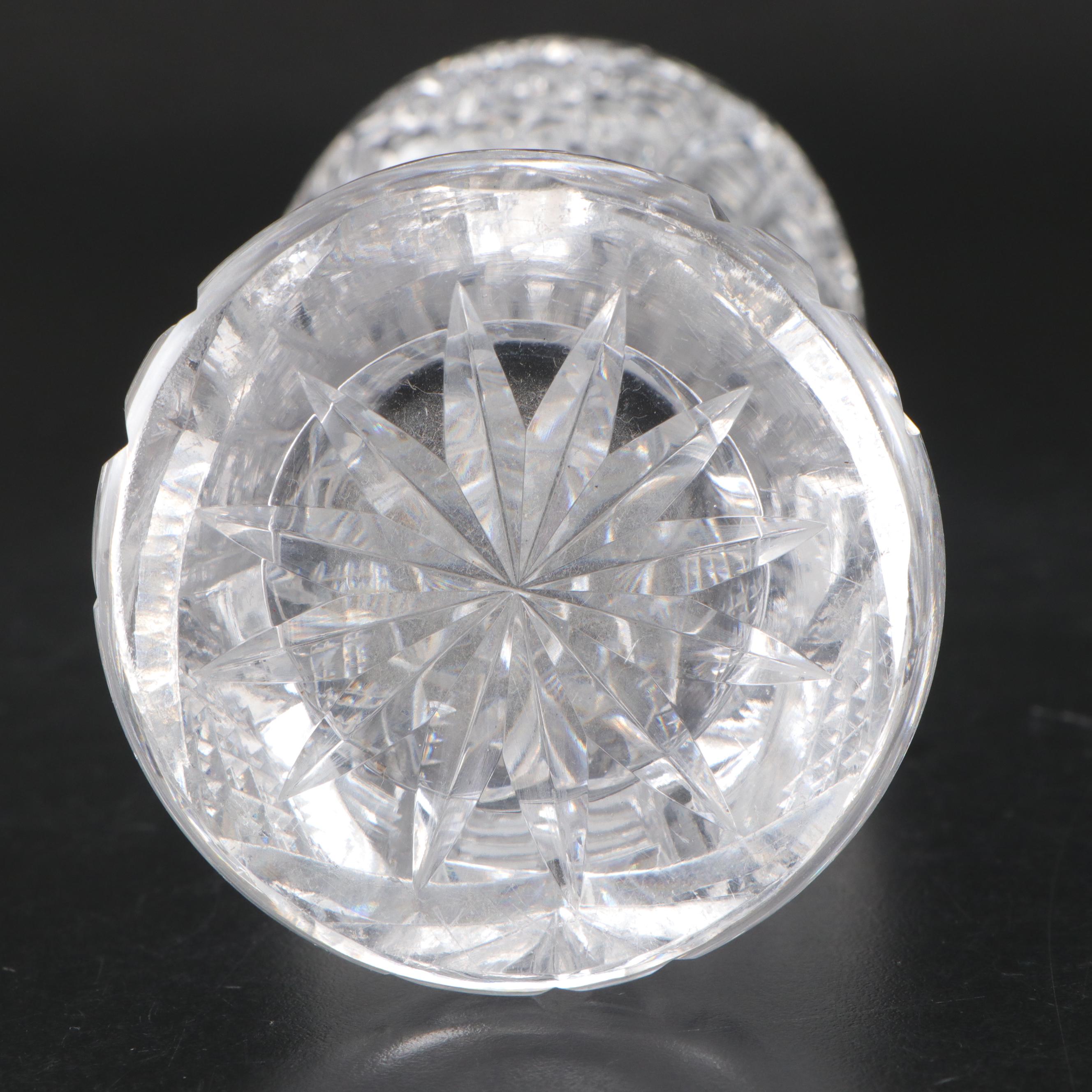 American Brilliant Style Cut Glass Corset Vases and Spooner