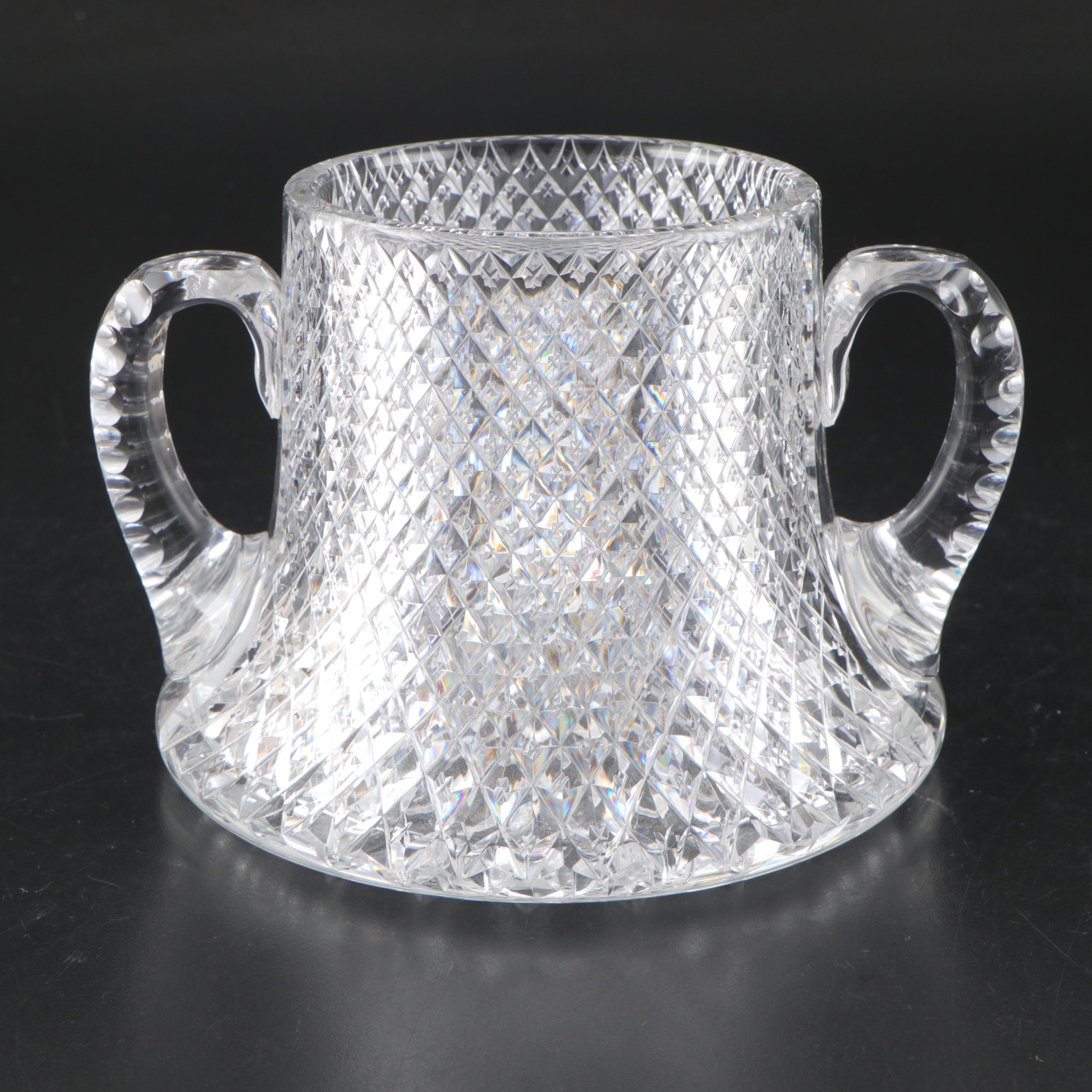 American Brilliant Style Cut Glass Corset Vases and Spooner