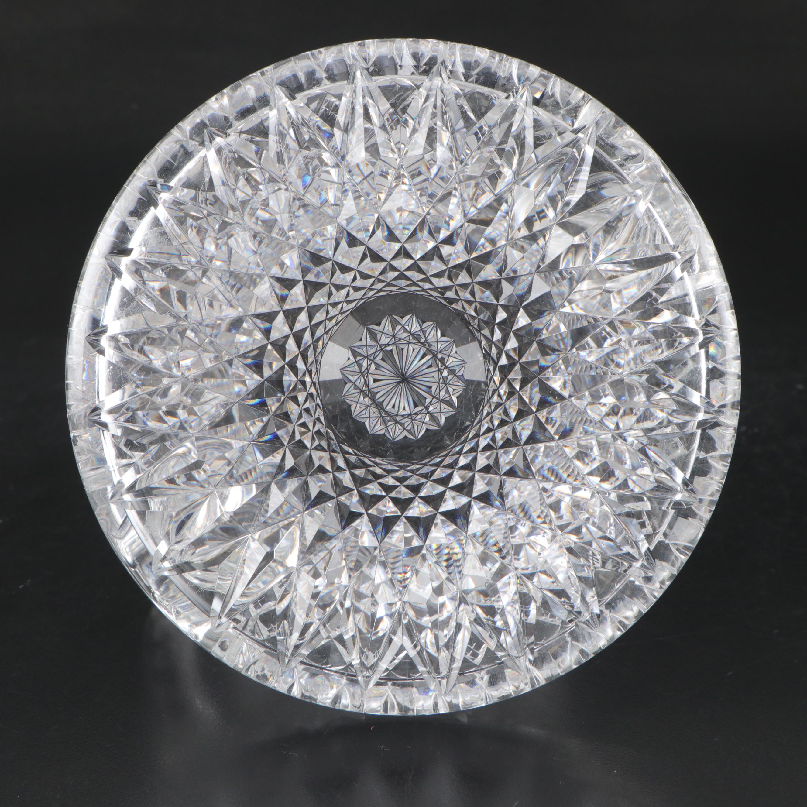 American Brilliant Style Cut Glass Corset Vases and Spooner