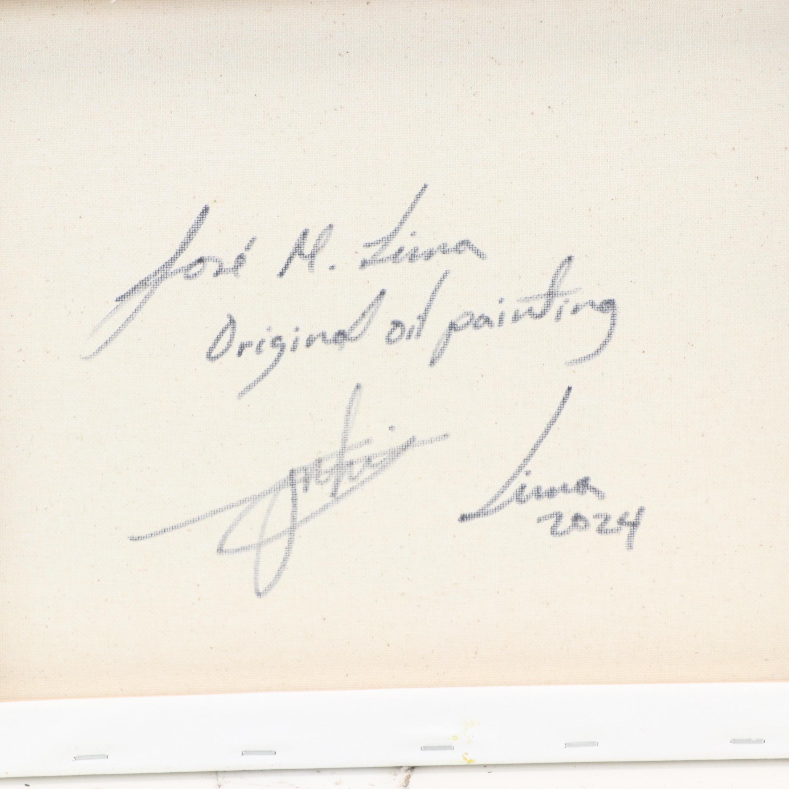 José M. Lima Floral Still Life Oil Painting