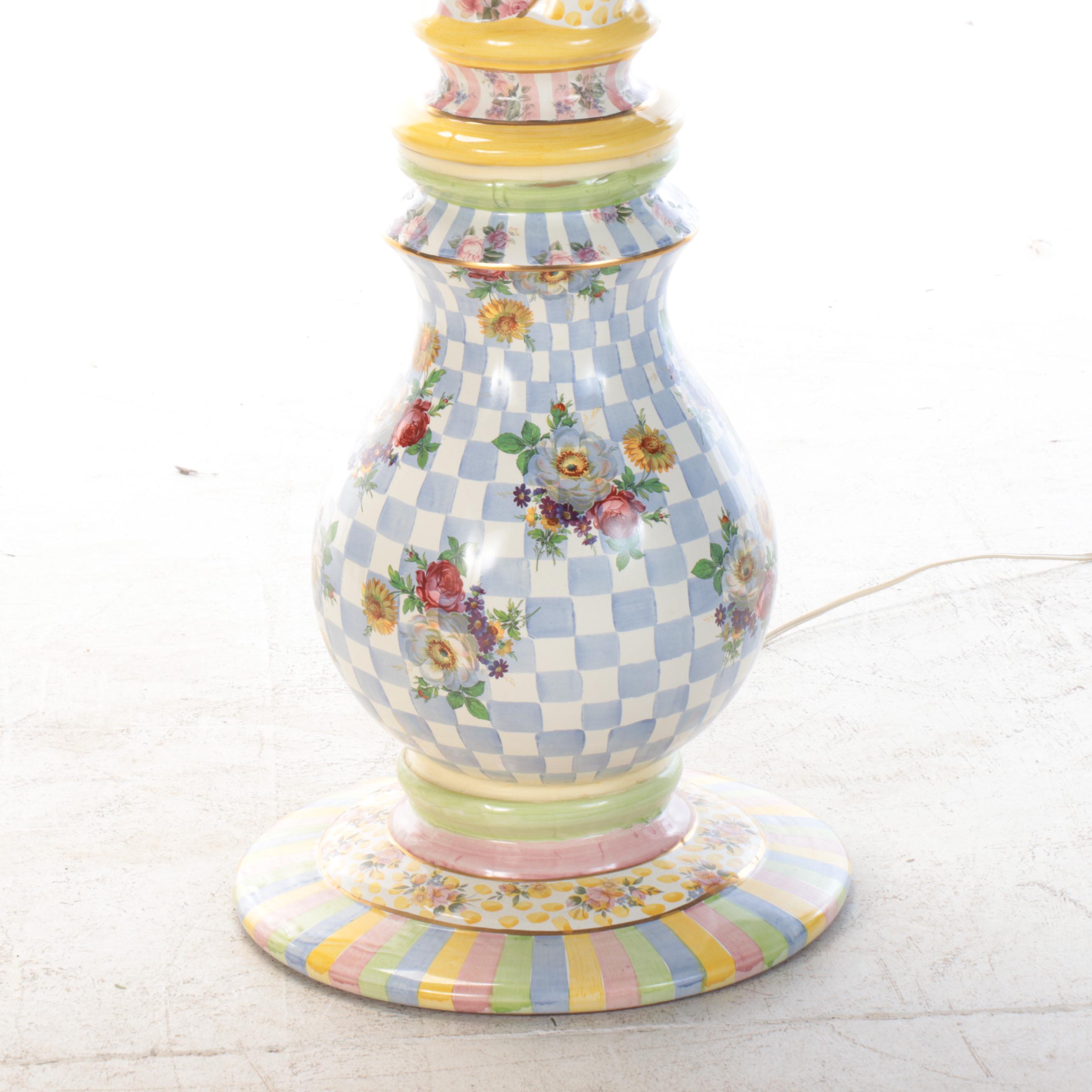 MacKenzie-Childs "Honeymoon Morning" Hand-Painted Floor Lamp with Custom Shade