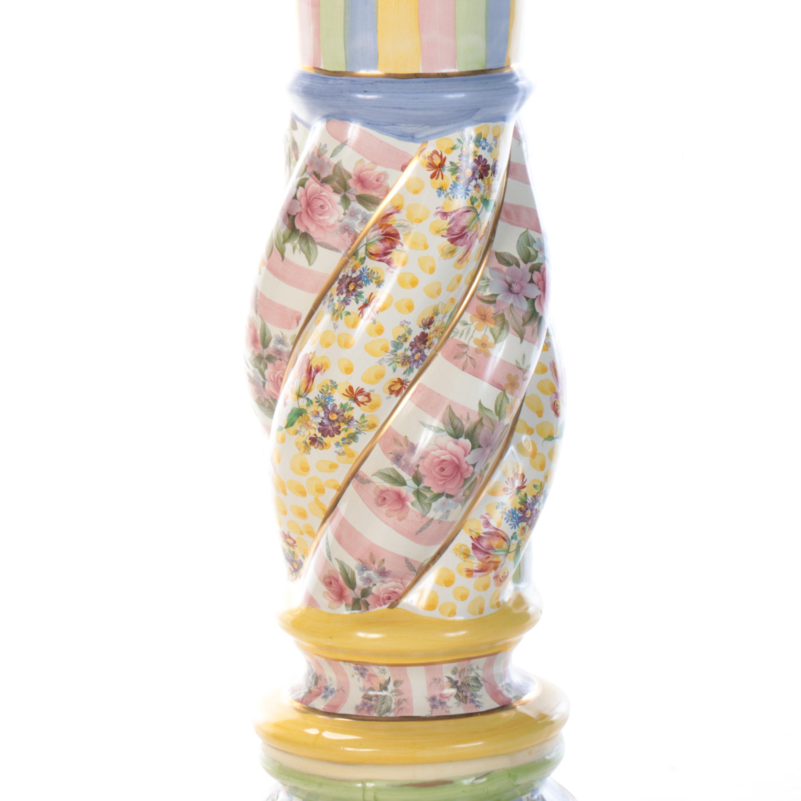 MacKenzie-Childs "Honeymoon Morning" Hand-Painted Floor Lamp with Custom Shade