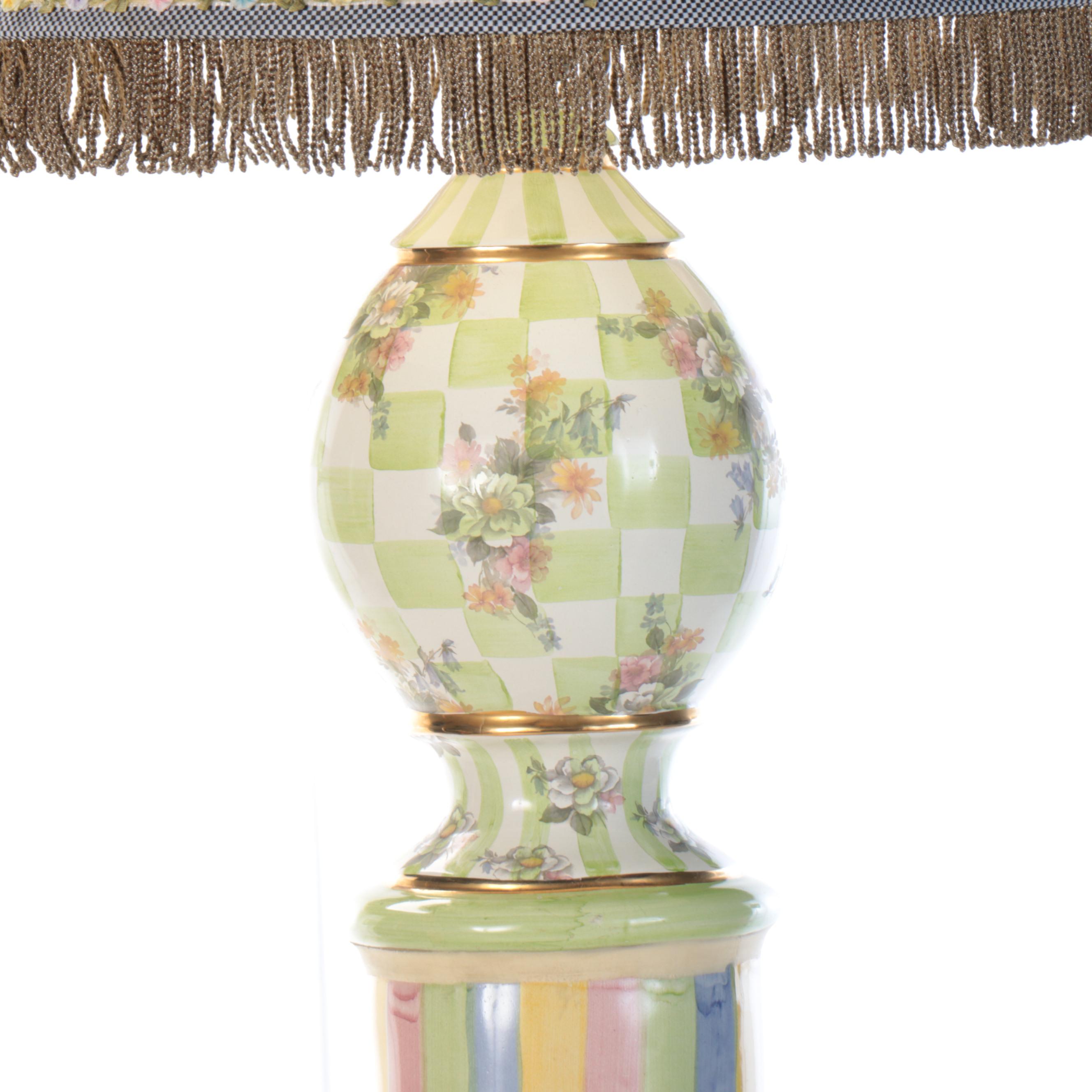 MacKenzie-Childs "Honeymoon Morning" Hand-Painted Floor Lamp with Custom Shade