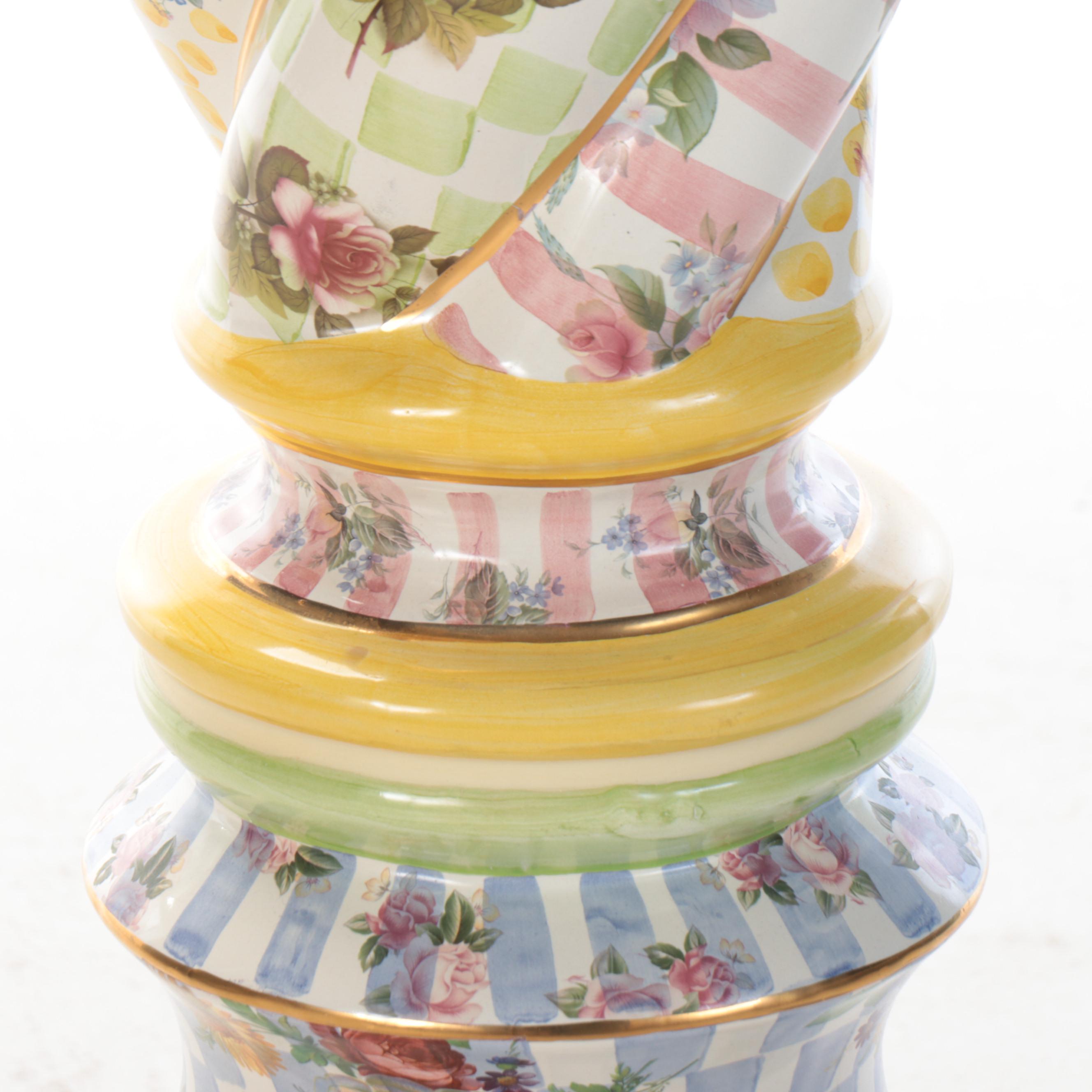 MacKenzie-Childs "Honeymoon Morning" Hand-Painted Floor Lamp with Custom Shade