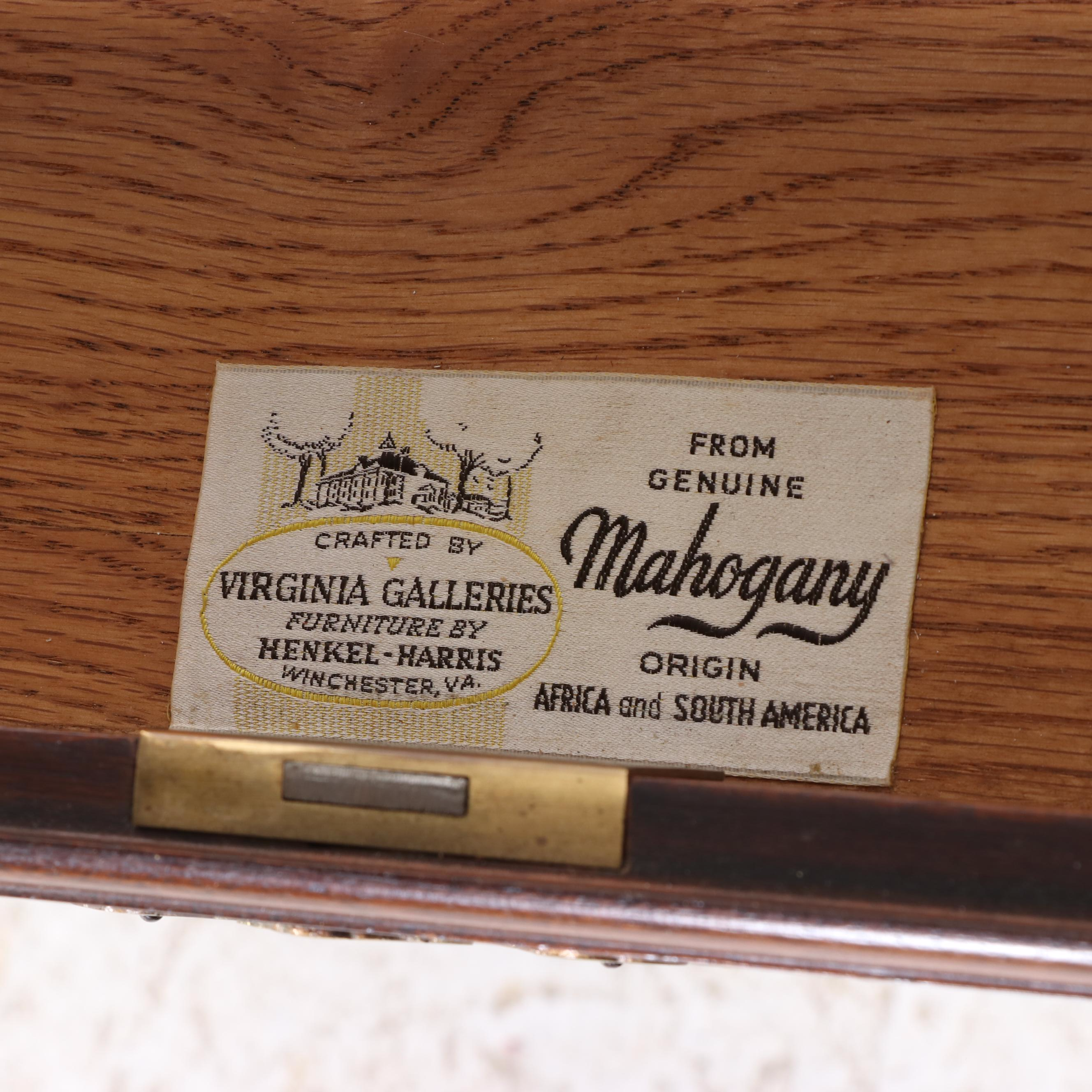 Virginia Galleries by Henkel-Harris Mahogany Highboy, Mid to Late 20th Century