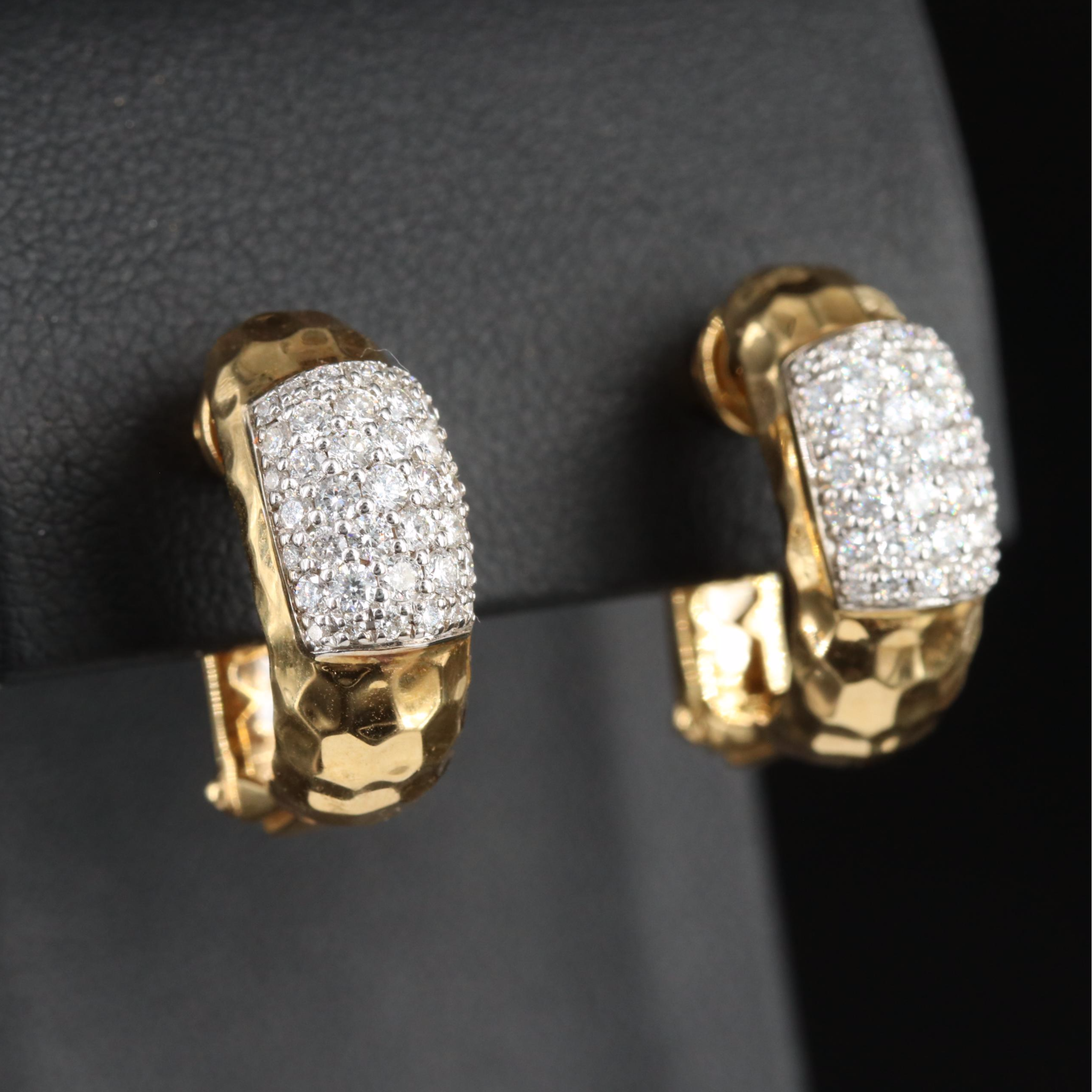 Roberto Coin Martellato 18K 0.97 CTW Diamond Convertible Earrings