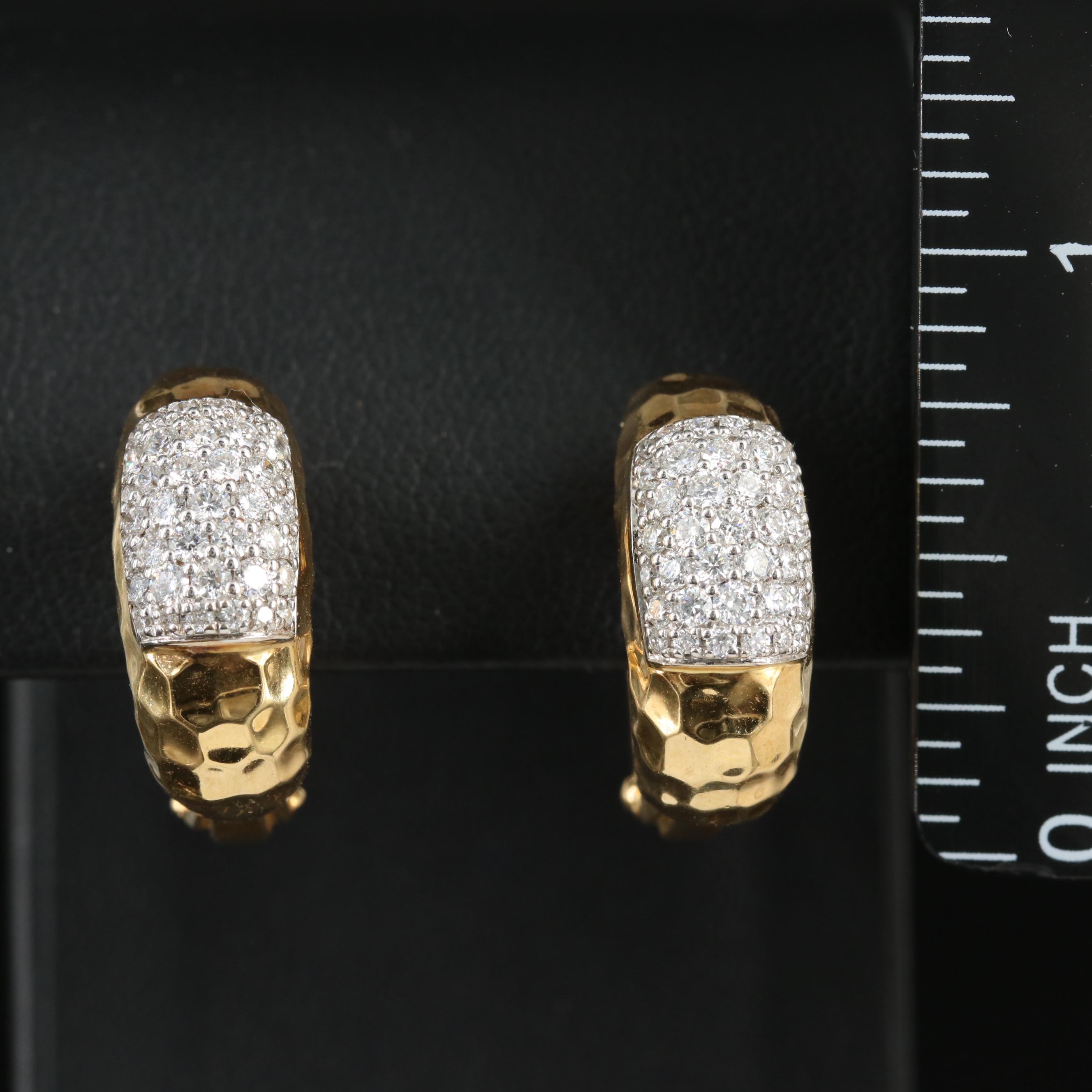 Roberto Coin Martellato 18K 0.97 CTW Diamond Convertible Earrings
