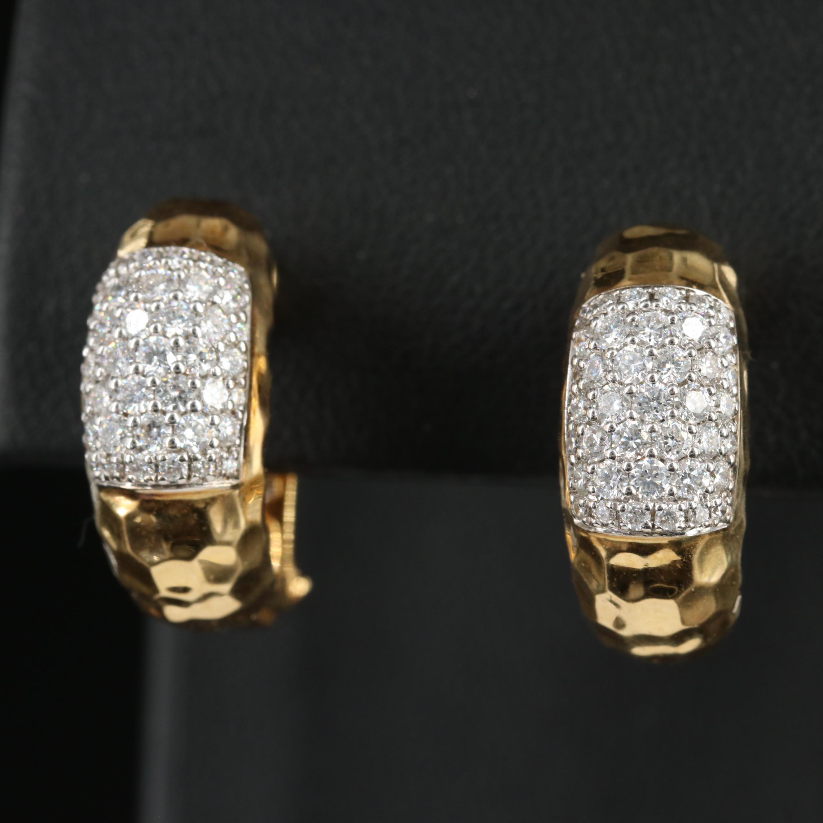 Roberto Coin Martellato 18K 0.97 CTW Diamond Convertible Earrings