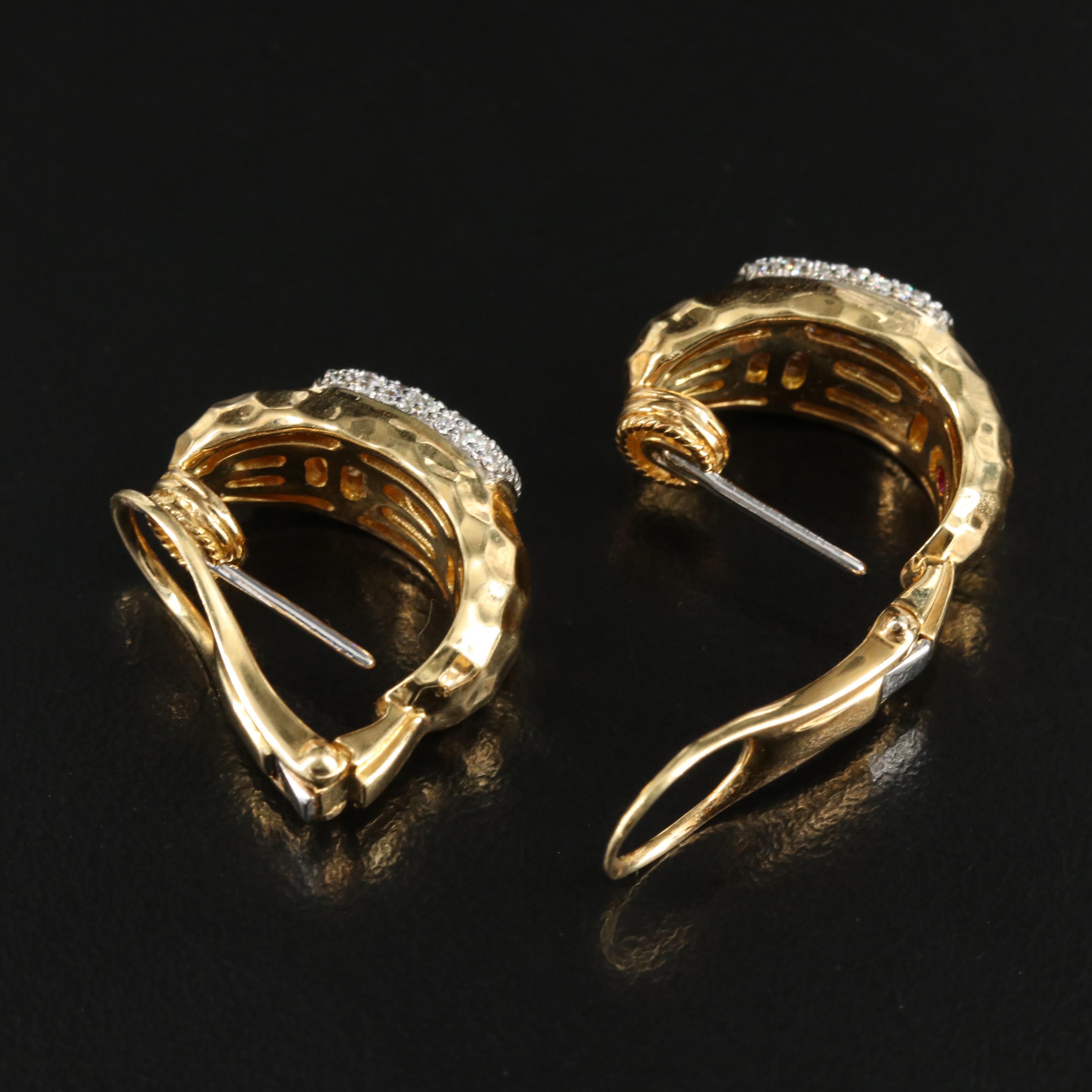 Roberto Coin Martellato 18K 0.97 CTW Diamond Convertible Earrings