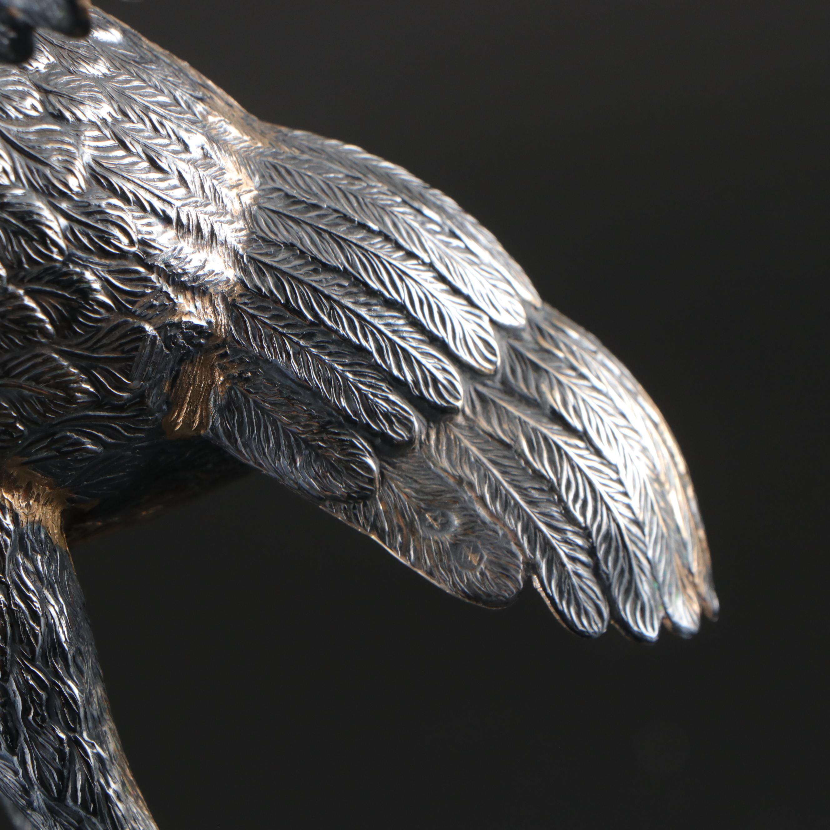 Spanish 900 Silver Crane Figurines with Inset Red Glass Eyes, 1935-1988