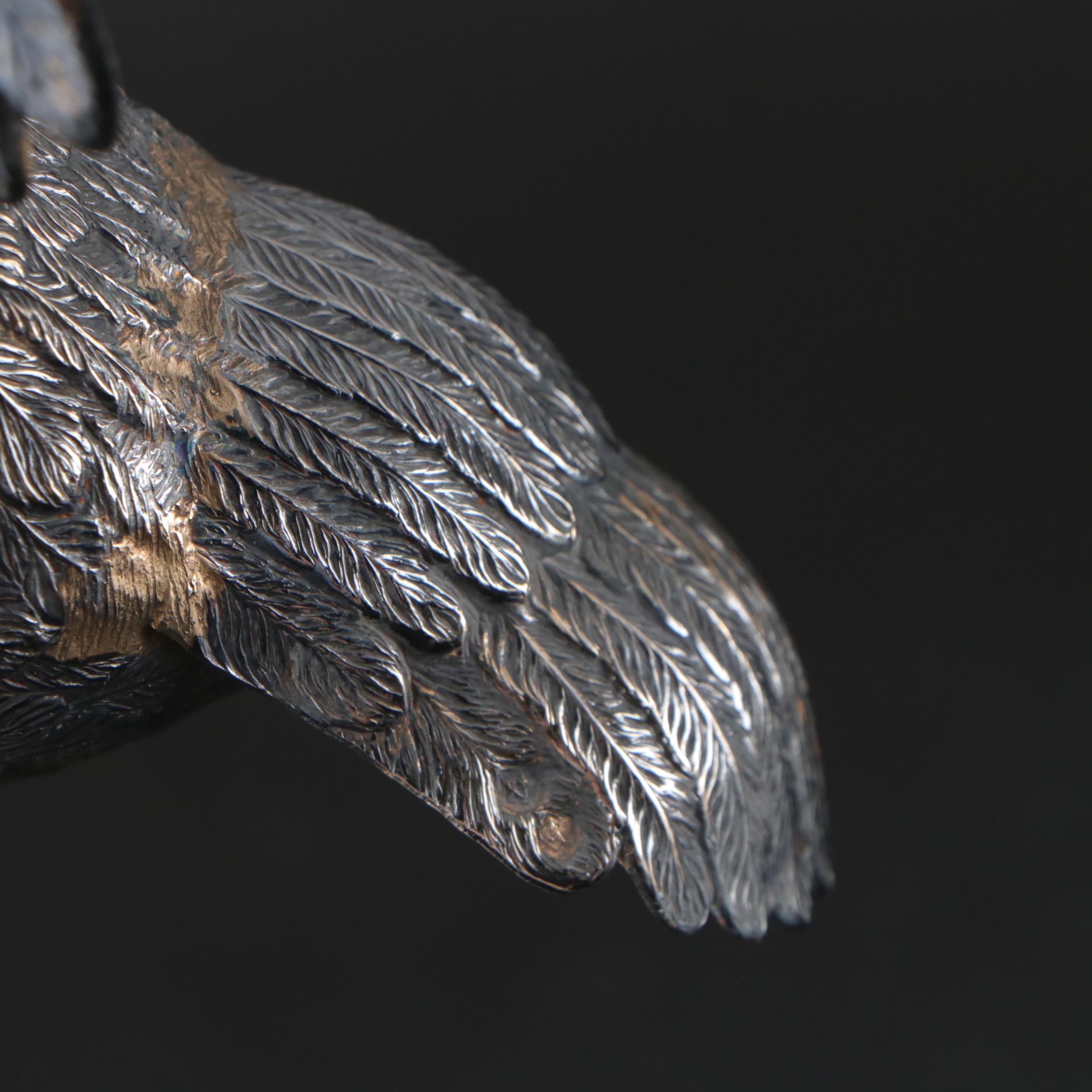 Spanish 900 Silver Crane Figurines with Inset Red Glass Eyes, 1935-1988