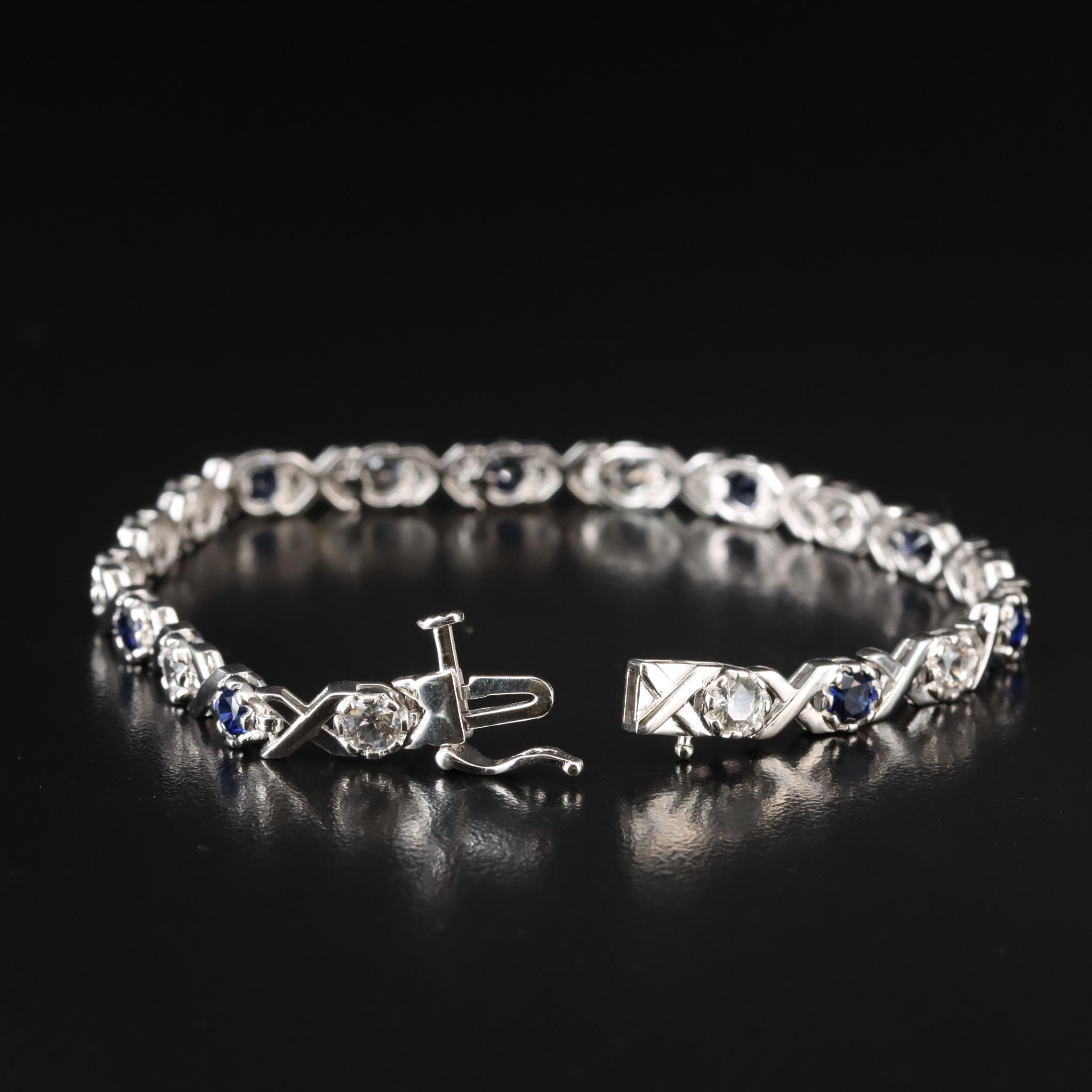 Sterling Sapphire "X" and "O" Bracelet EBTH