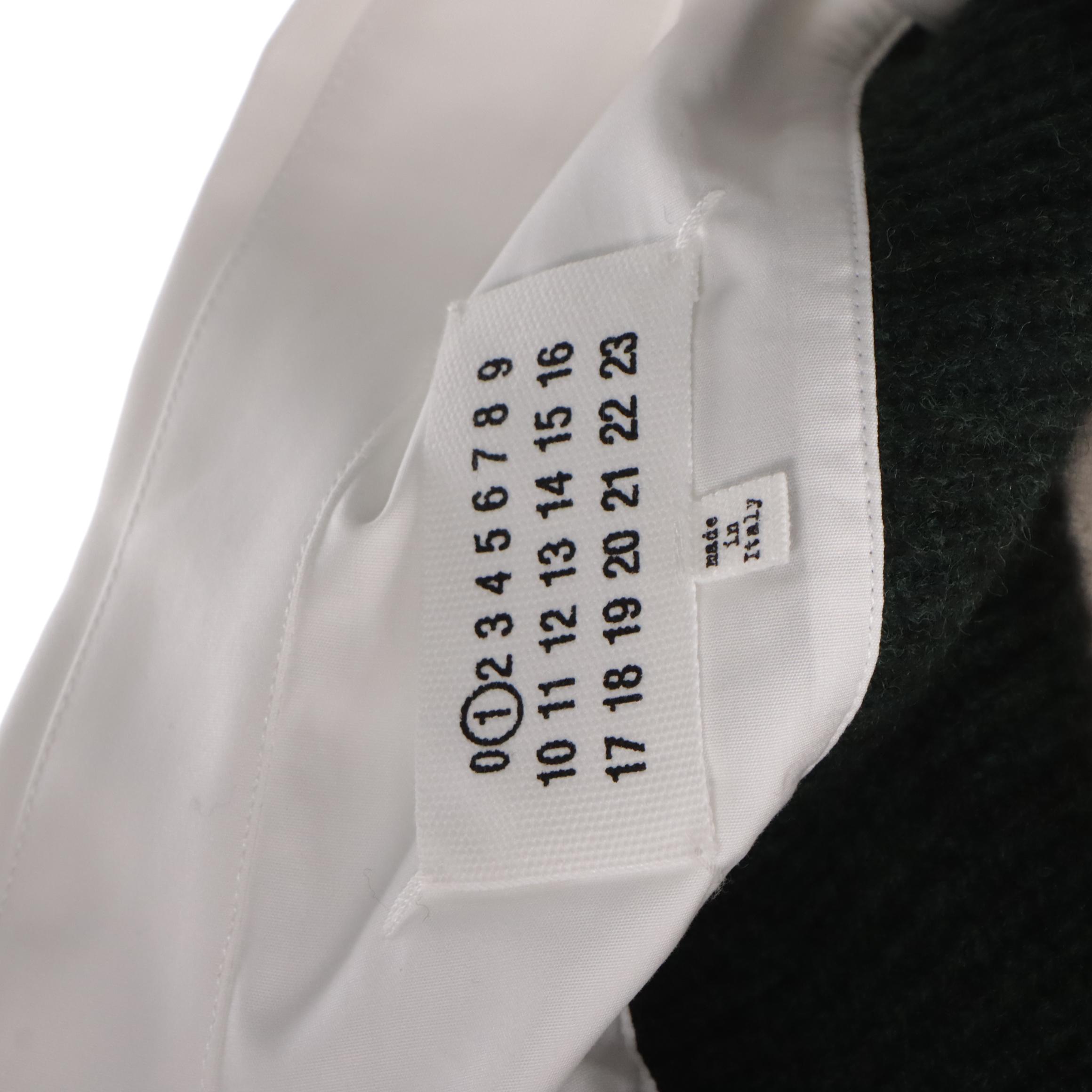 Maison Margiela Dark Green Wool Sweater Paneled Illusion Cotton Shirt Dress