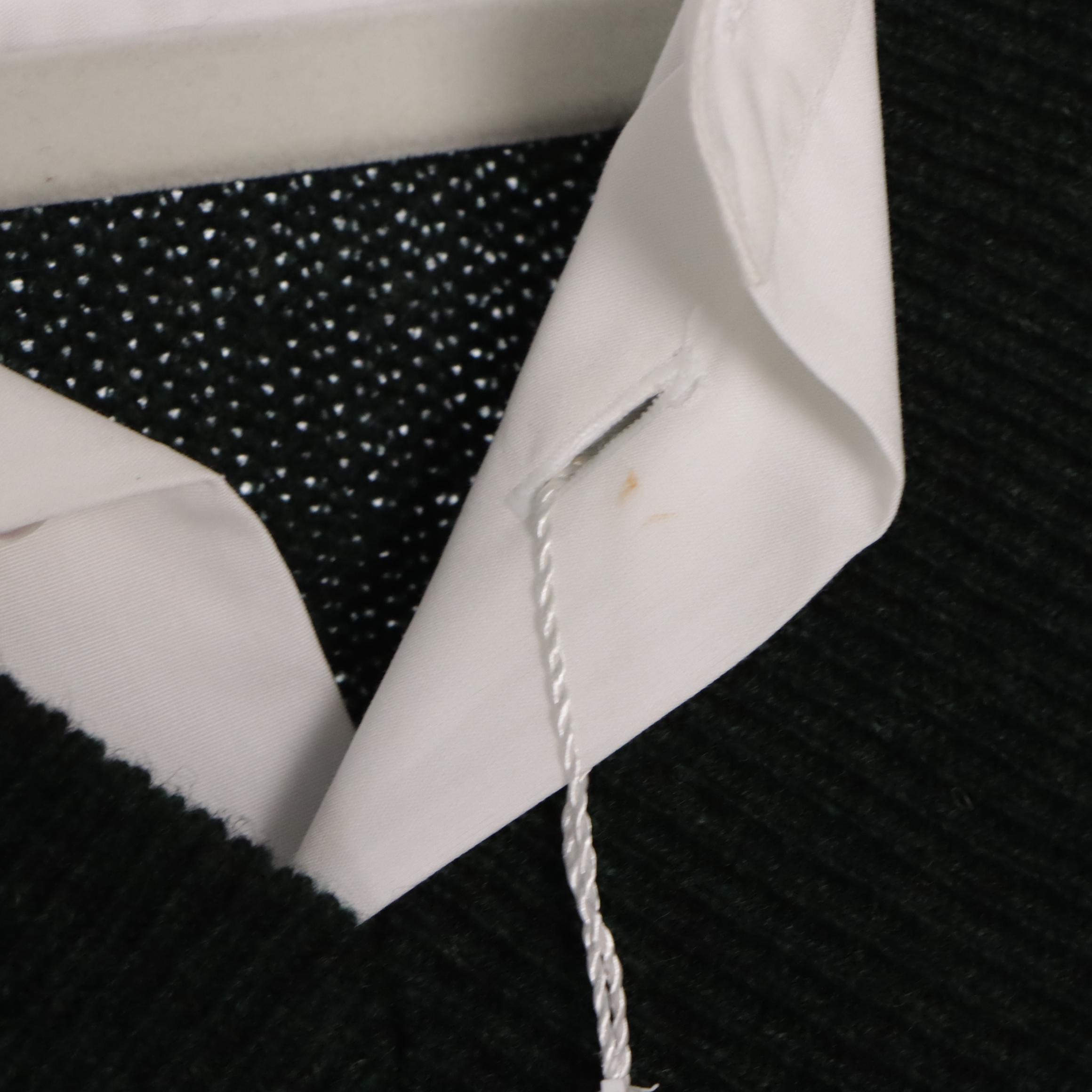 Maison Margiela Dark Green Wool Sweater Paneled Illusion Cotton Shirt Dress