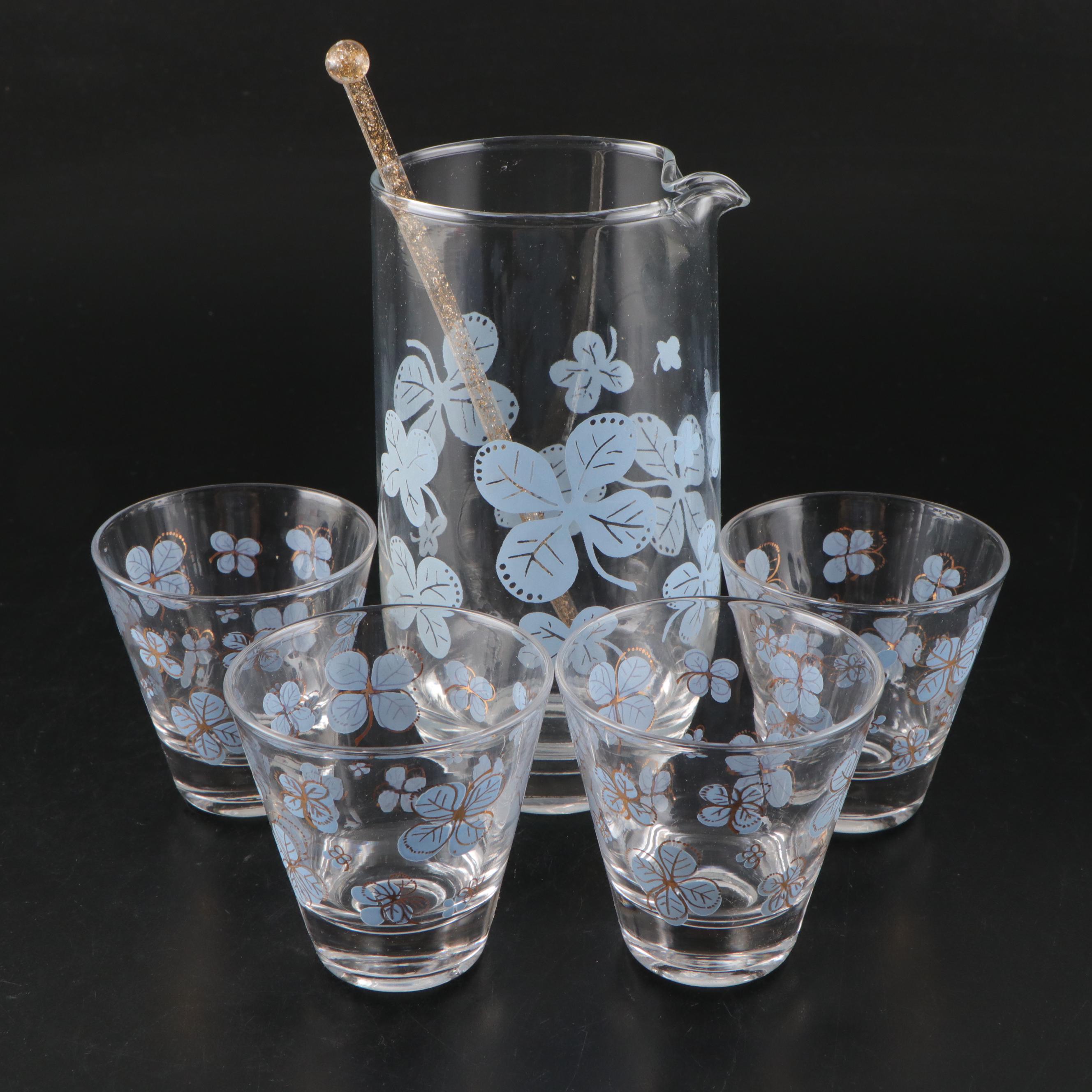 Federal Glass "Clover" Cocktail Mixer Set, Mid-20th Century