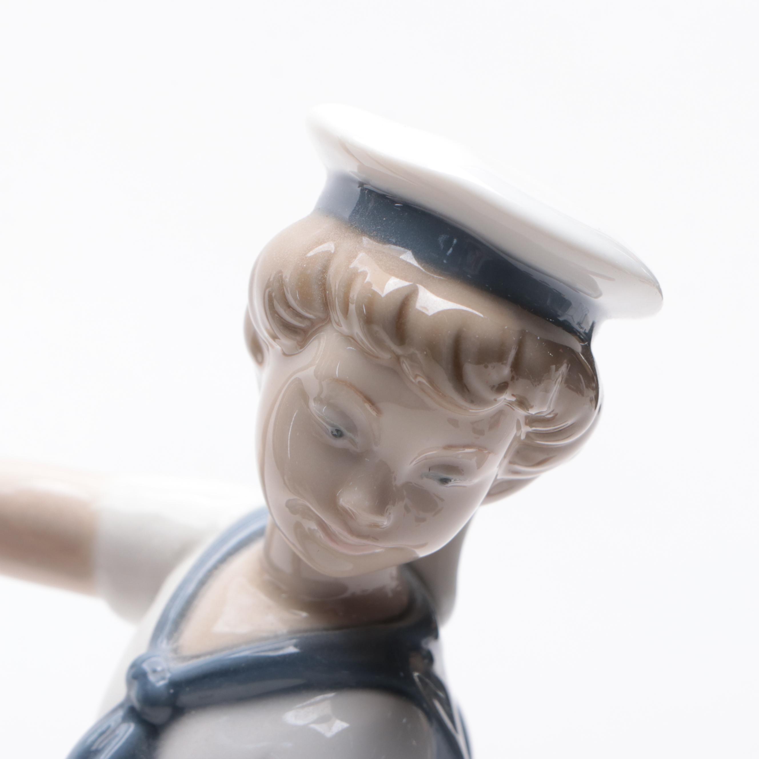 Lladró Porcelain Boy and Girl on Carousel Horses Figurines